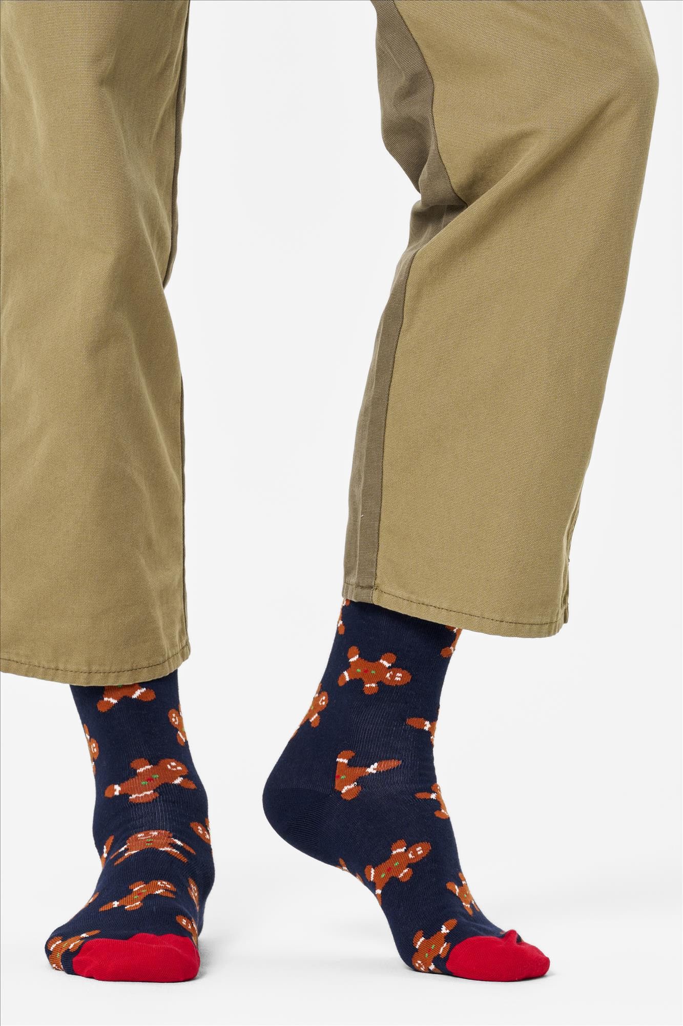 Happy Socks - Donkerblauwe Gingerbread Man sokken, maat: 41-46
