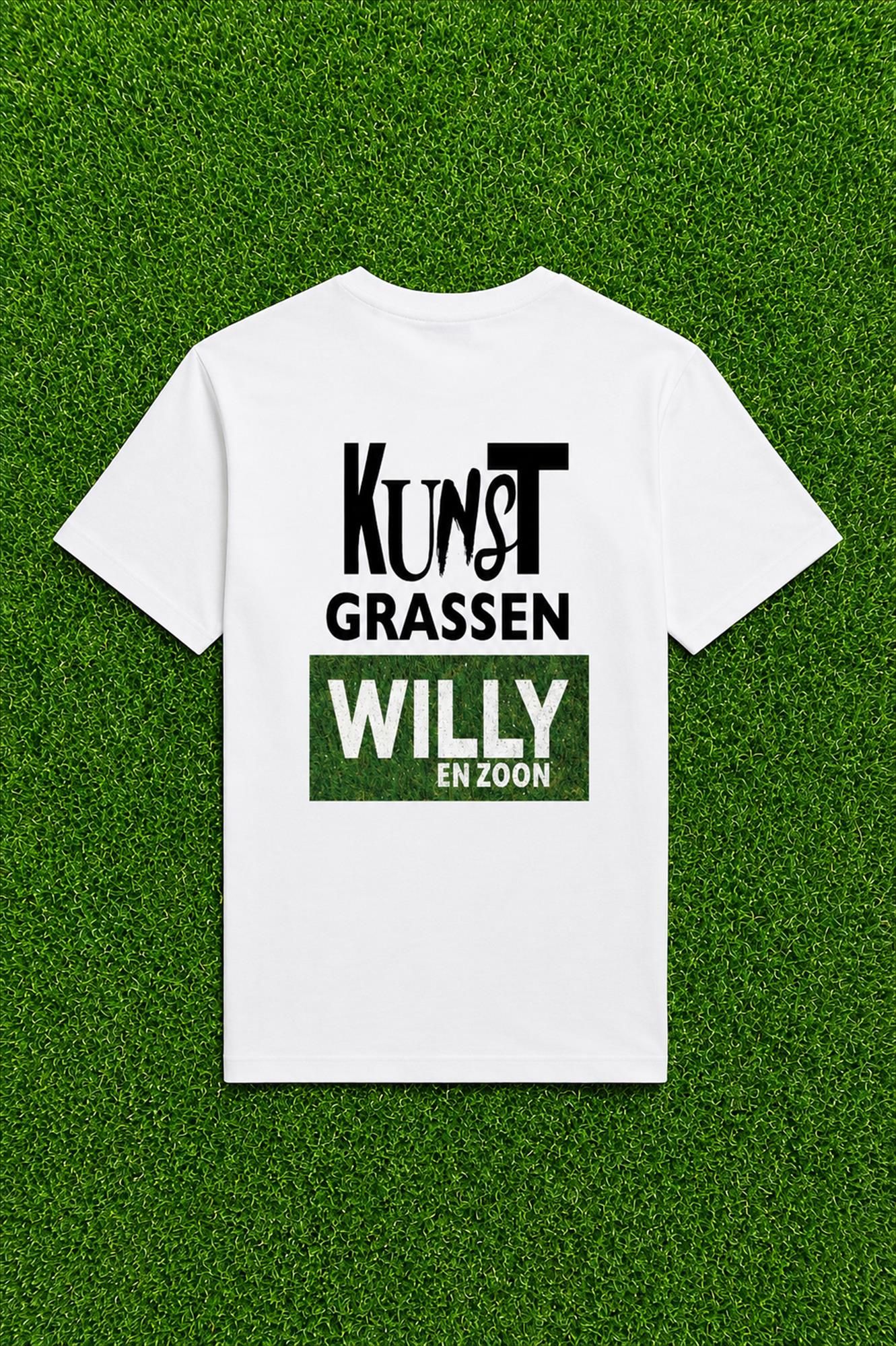 Brooklyn - Witte Kunstgrassen Willy en zoon Nonkels T-shirt
