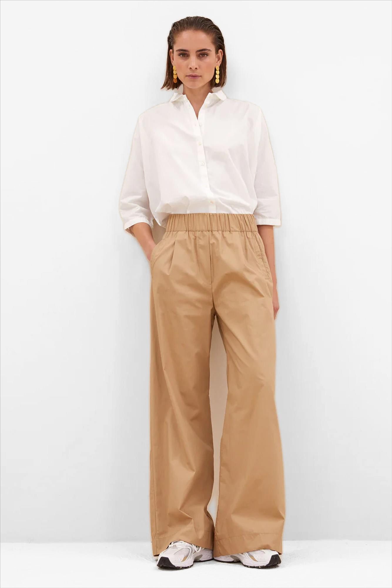 BY BAR - Camel Benji Poplin broek