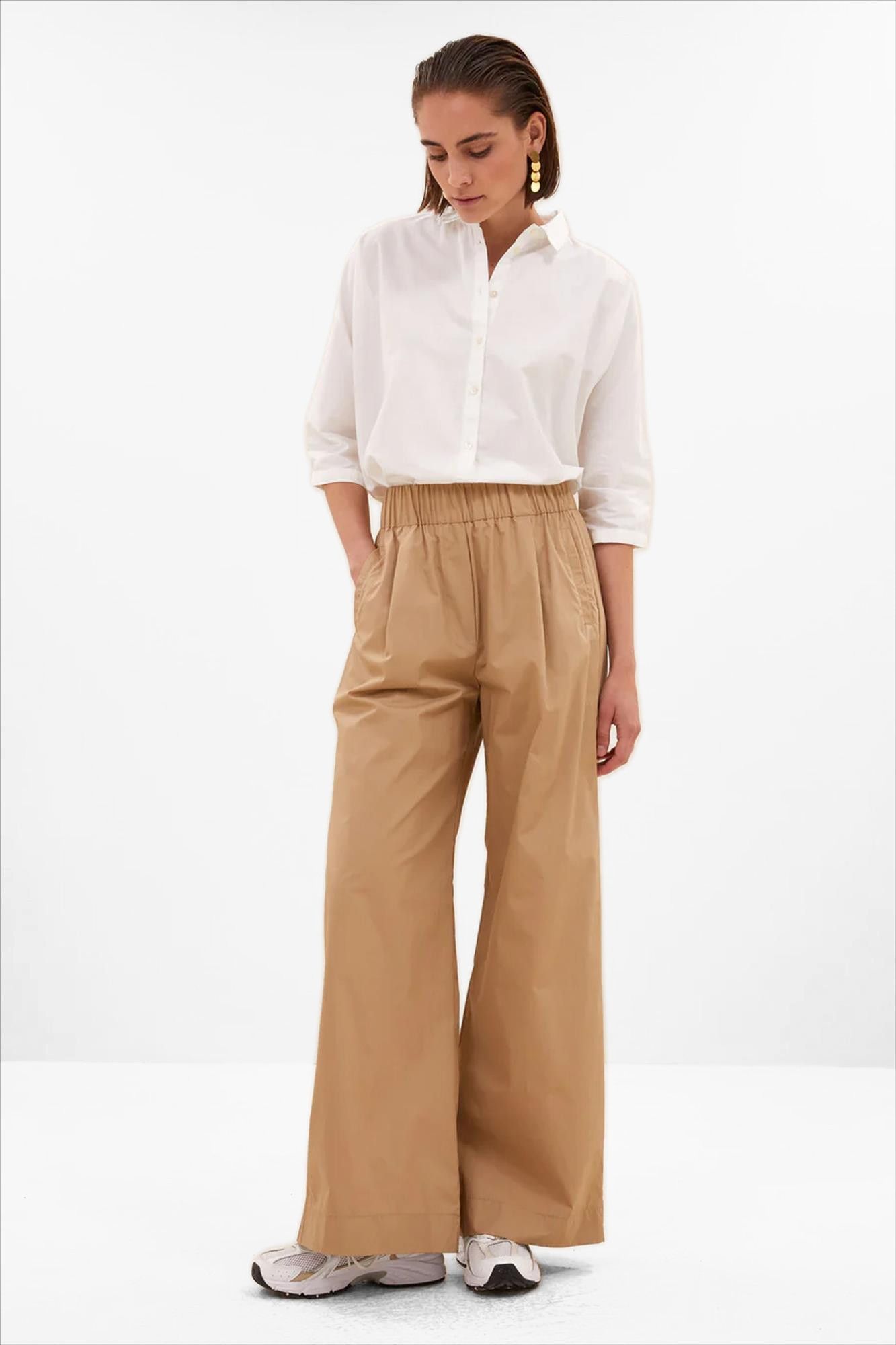 BY BAR - Camel Benji Poplin broek