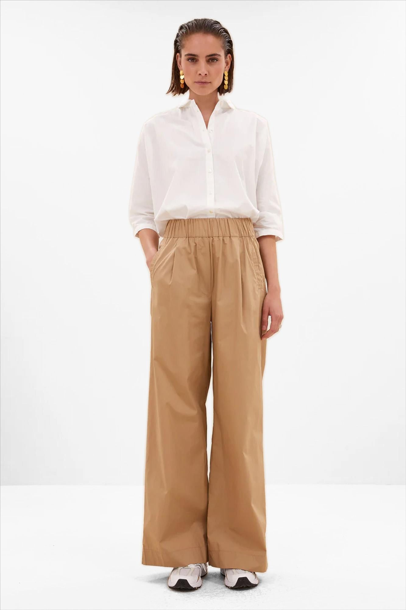 BY BAR - Camel Benji Poplin broek