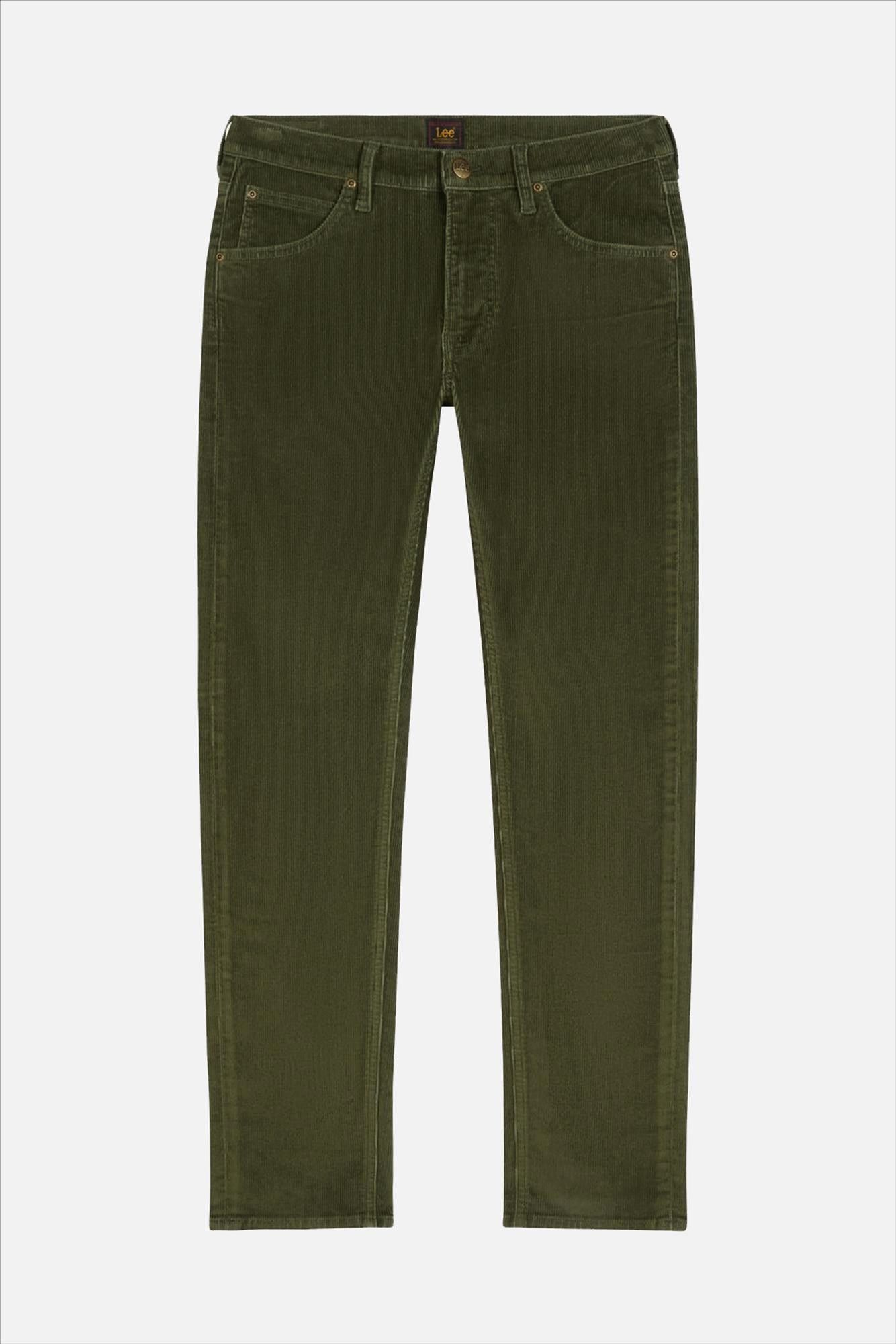 Lee - Donkergroene Daren Cord straight broek