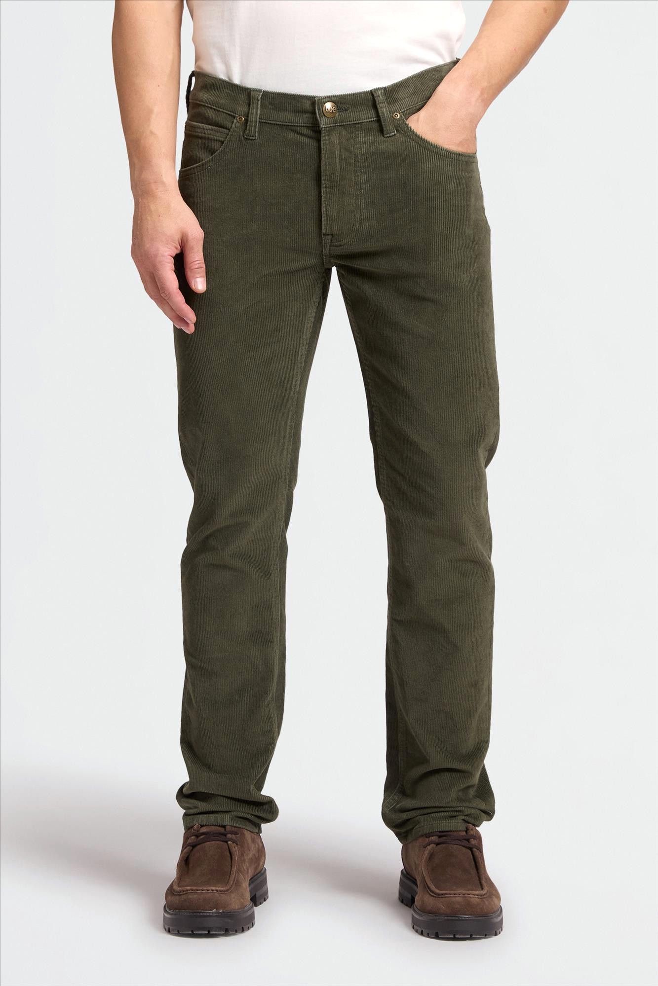Lee - Donkergroene Daren Cord straight broek