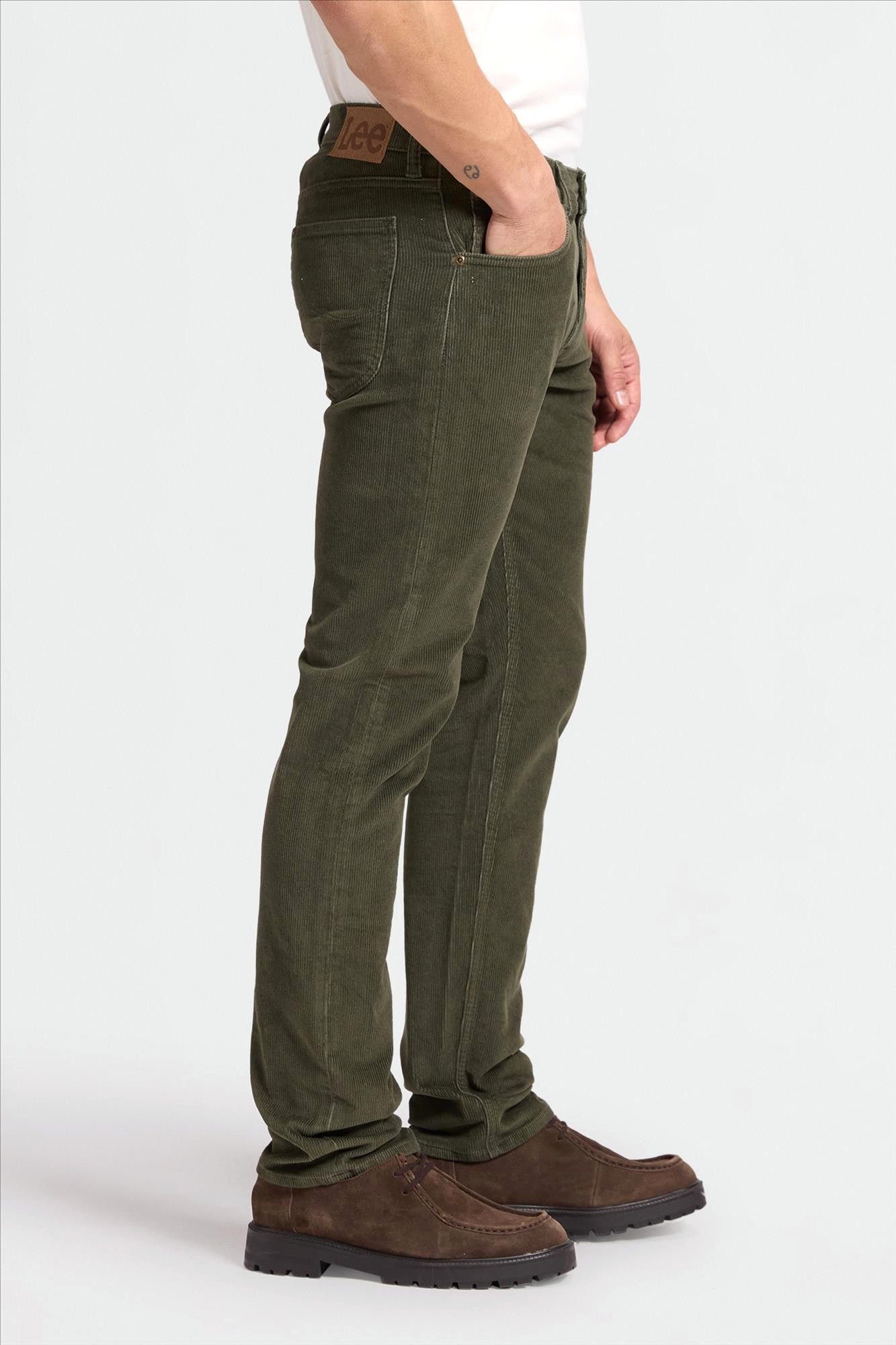 Lee - Donkergroene Daren Cord straight broek
