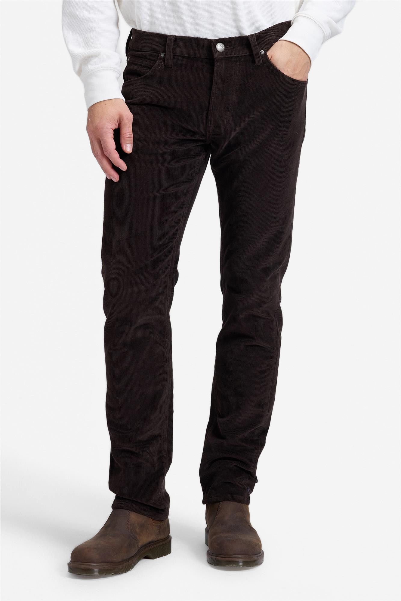 Lee - Donkerbruine Daren Cord straight broek