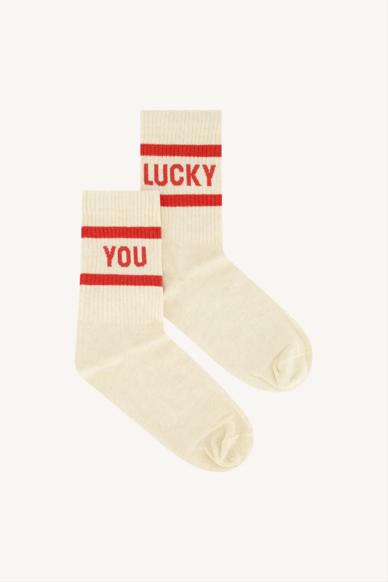 BY BAR - Ecru Lucky You sokken