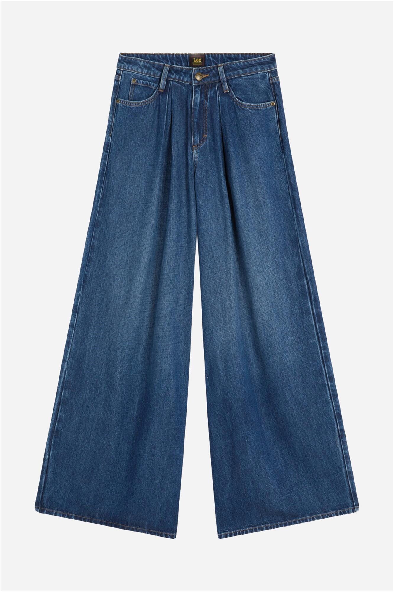 Lee - Donkerblauwe Pleated Jean wide jeans