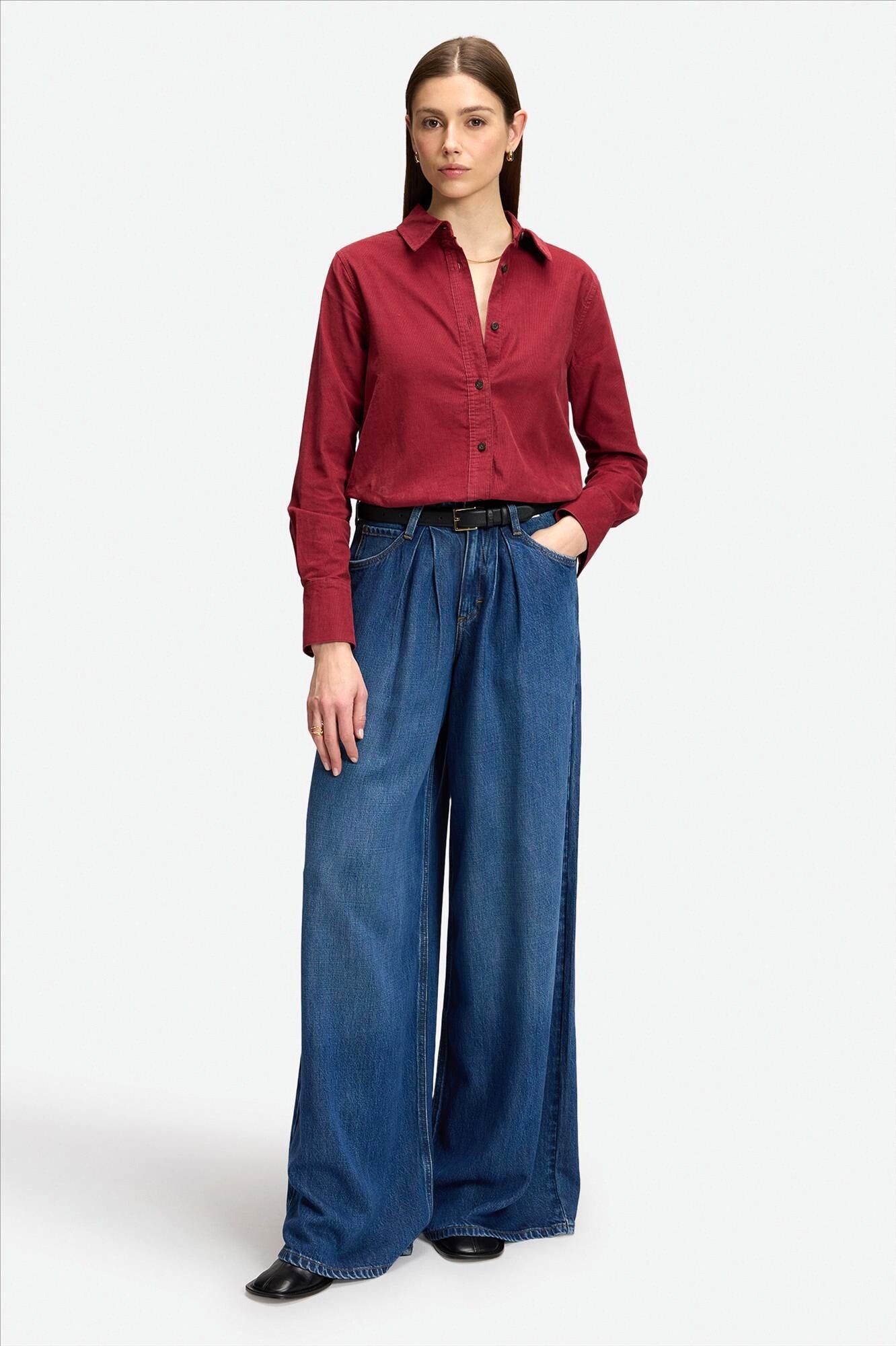 Lee - Donkerblauwe Pleated Jean wide jeans