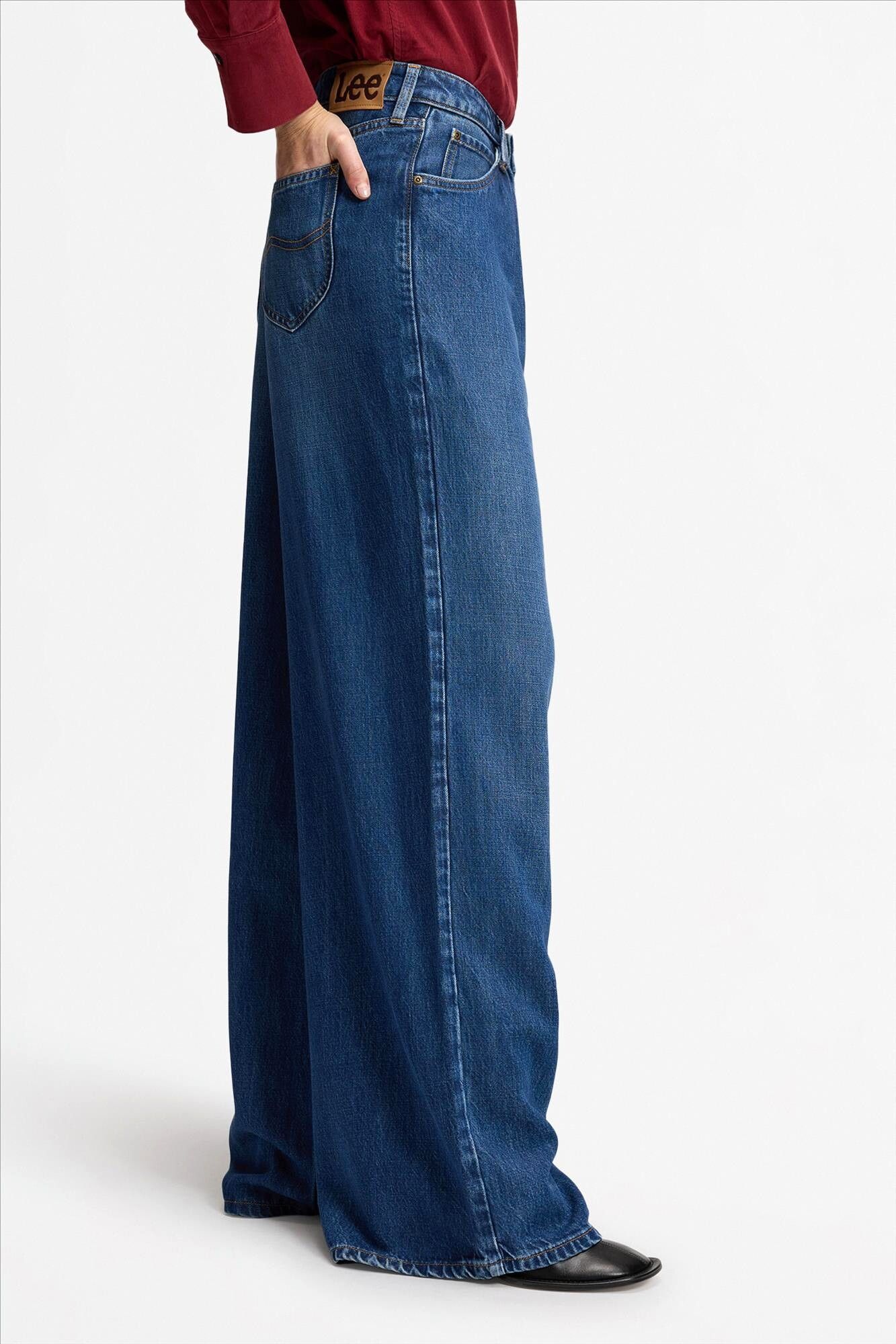 Lee - Donkerblauwe Pleated Jean wide jeans