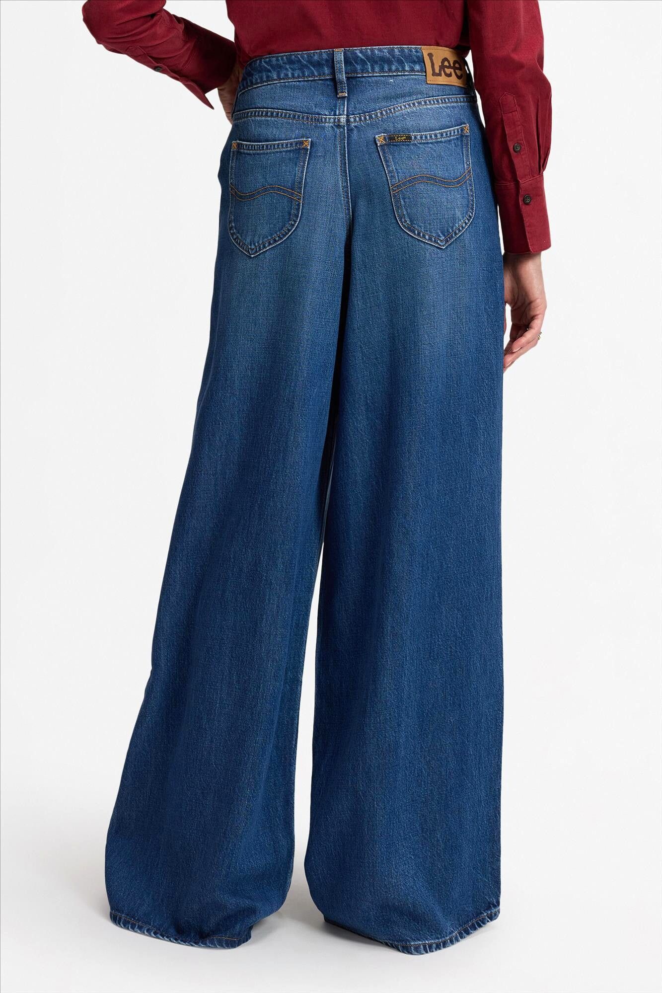 Lee - Donkerblauwe Pleated Jean wide jeans