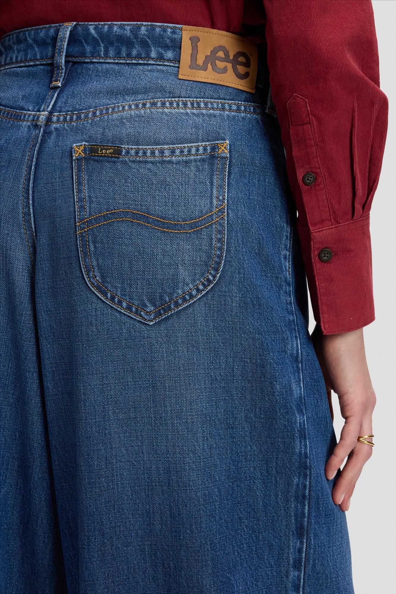 Lee - Donkerblauwe Pleated Jean wide jeans