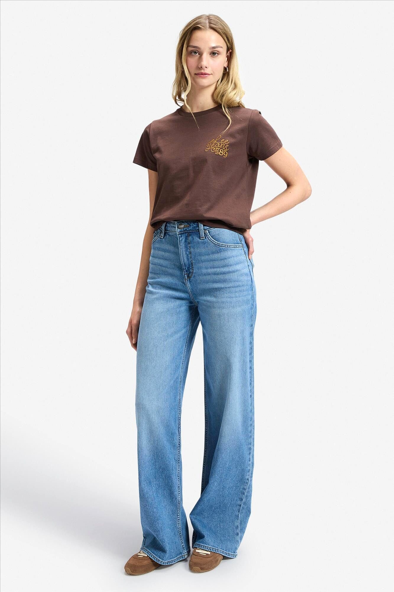 Lee - Blauwe Budding Stella wide jeans