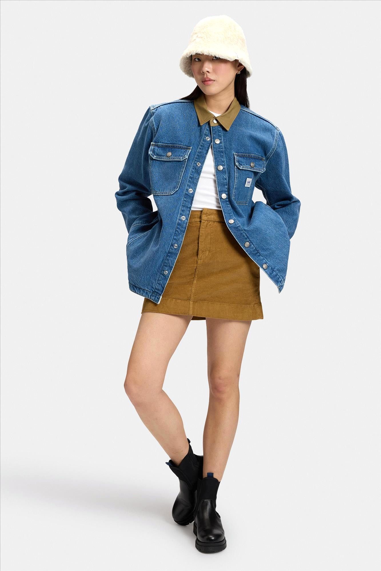 Lee - Bruine Regular Corduroy Mini rok