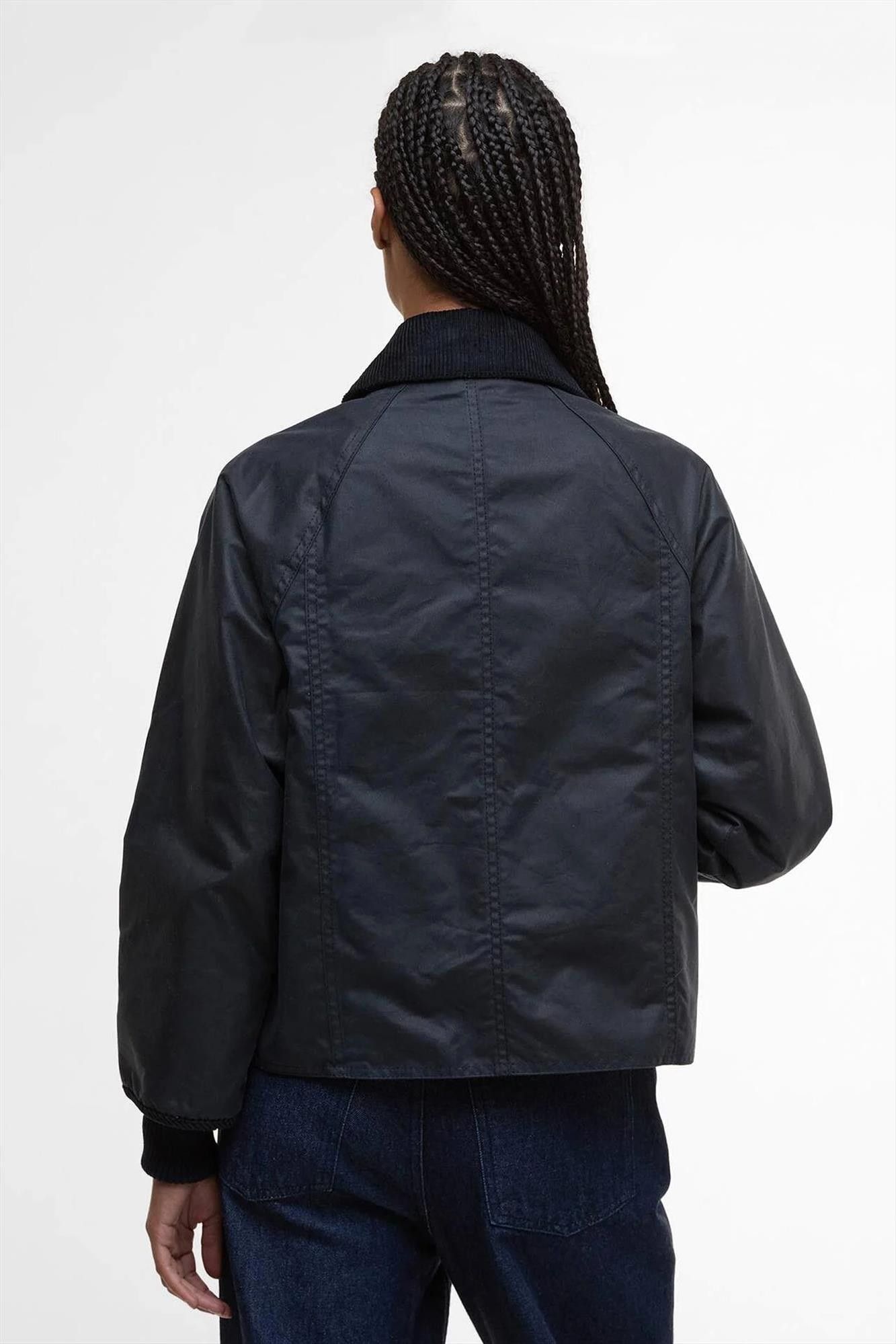 Barbour - Donkerblauwe Cropped Beadnell Waxed jas