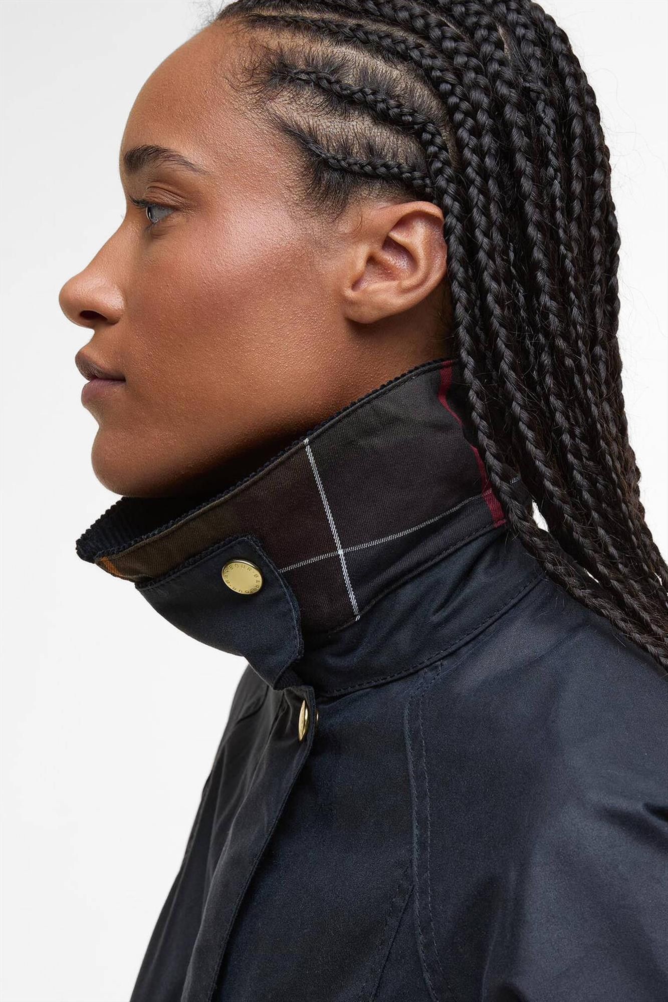 Barbour - Donkerblauwe Cropped Beadnell Waxed jas