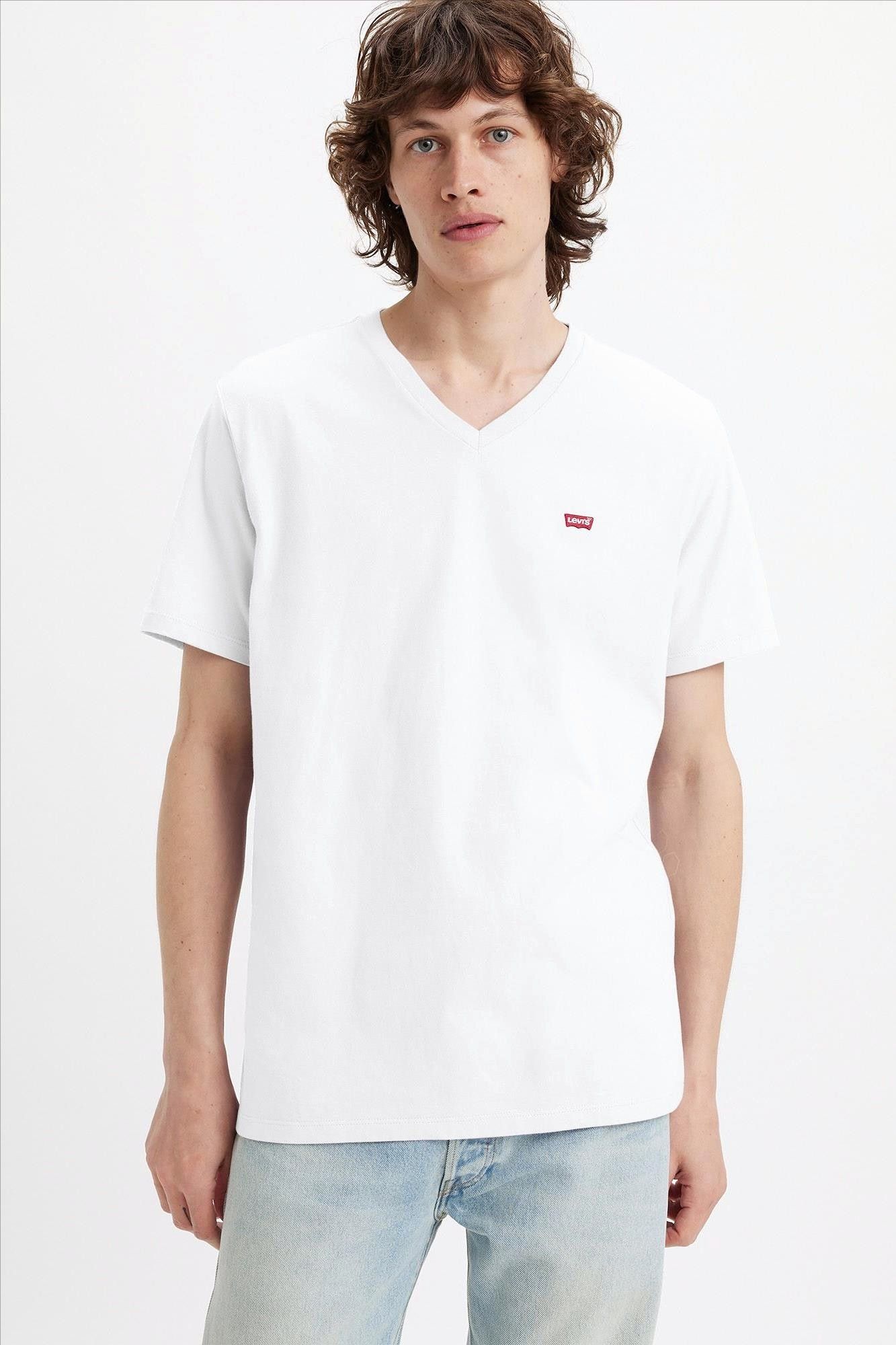 Levi's - Witte Batwing Logo T-shirt met V-hals