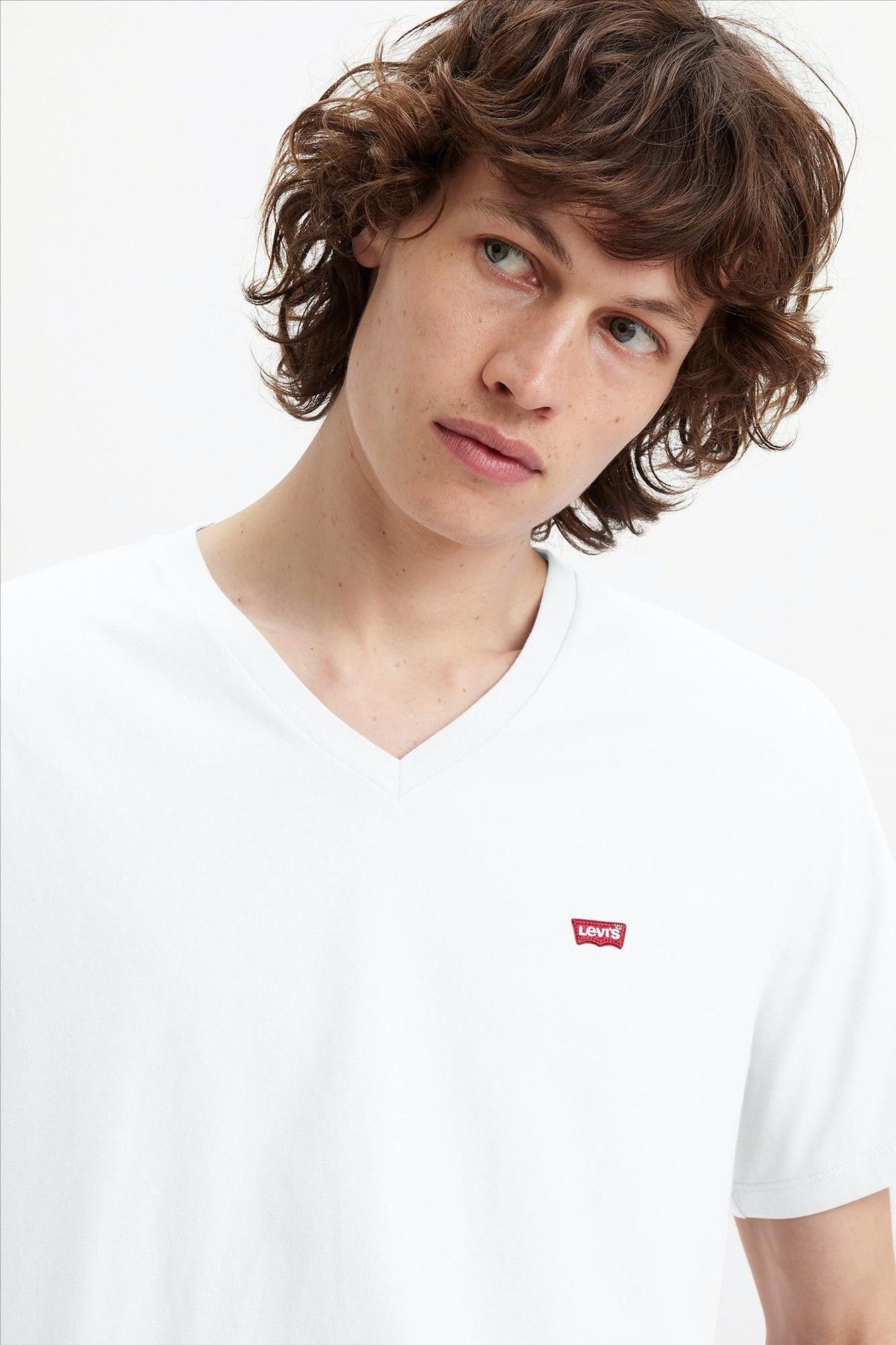 Levi's - Witte Batwing Logo T-shirt met V-hals
