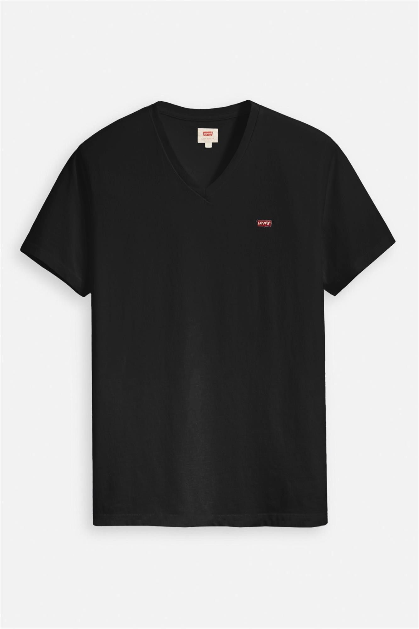 Levi's - Zwarte Batwing Logo T-shirt met V-hals