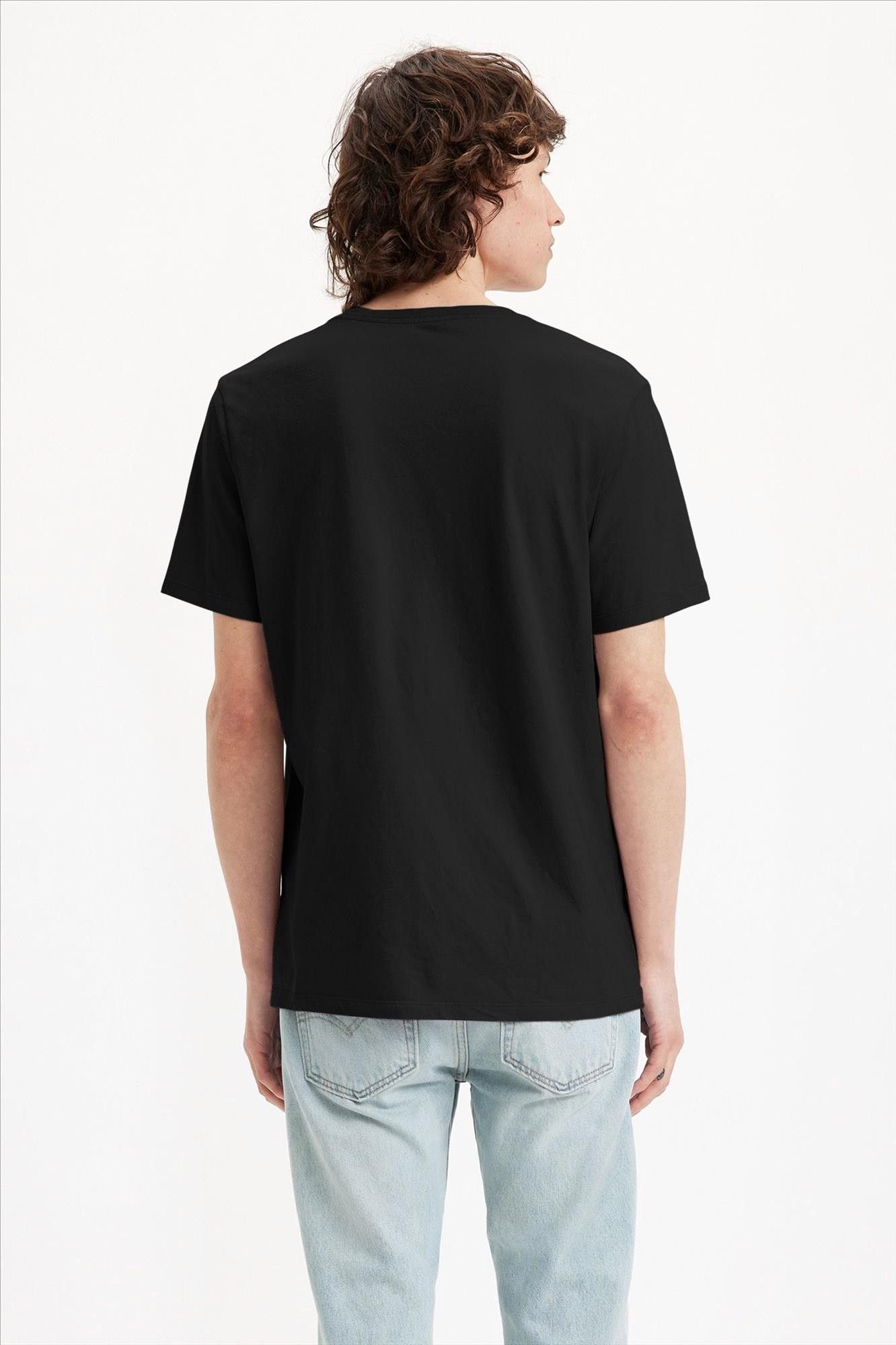 Levi's - Zwarte Batwing Logo T-shirt met V-hals
