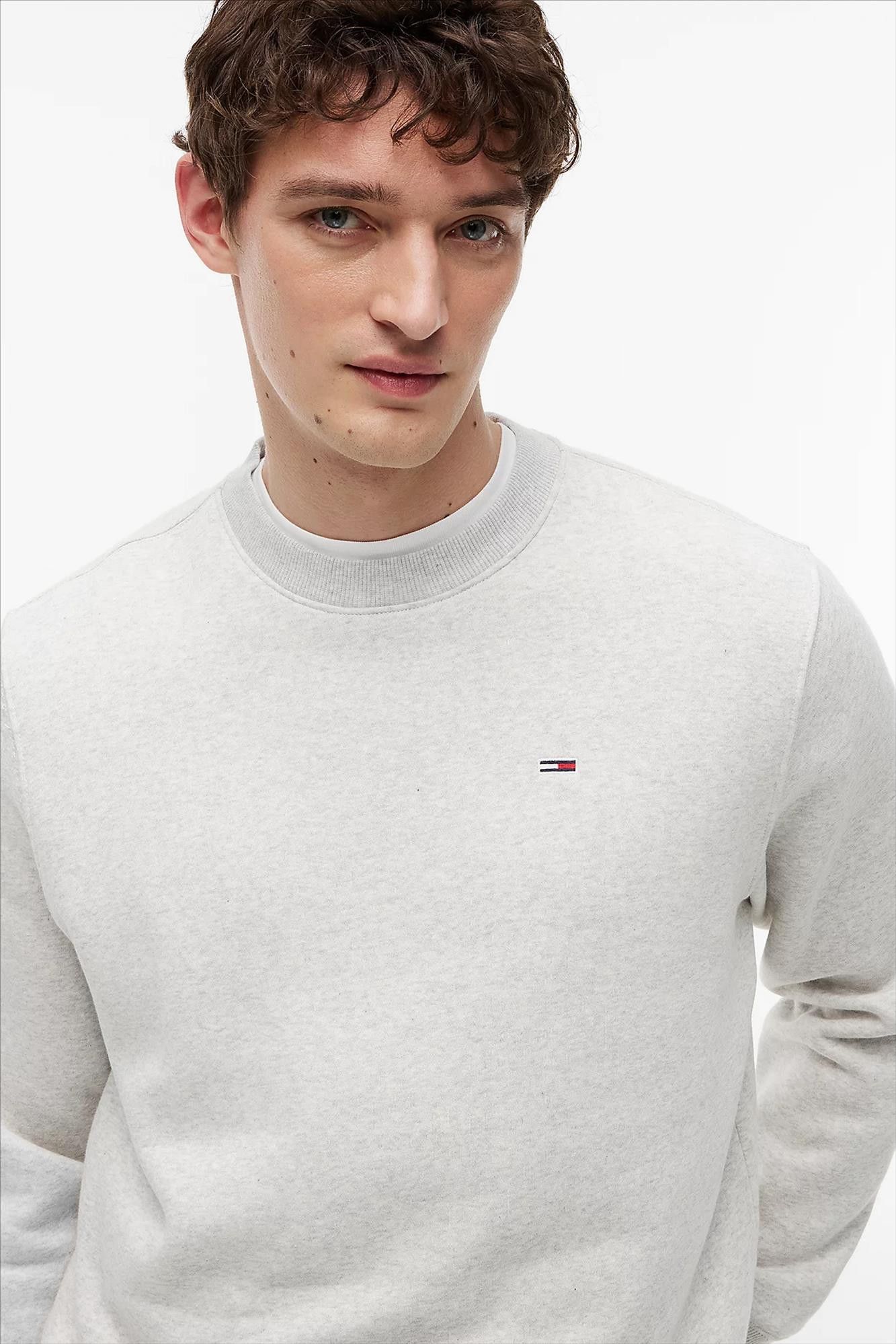 Tommy Jeans - Lichtgrijze Regular Flag sweater