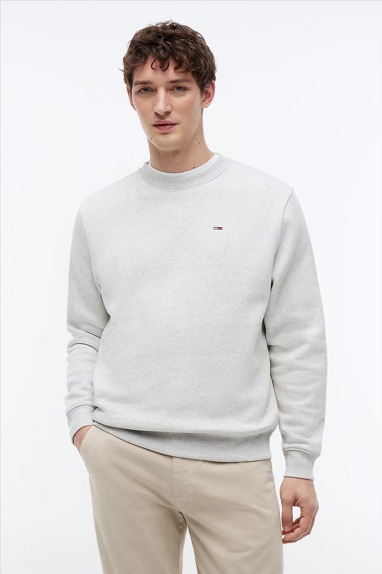 Tommy Jeans - Lichtgrijze Regular Flag sweater
