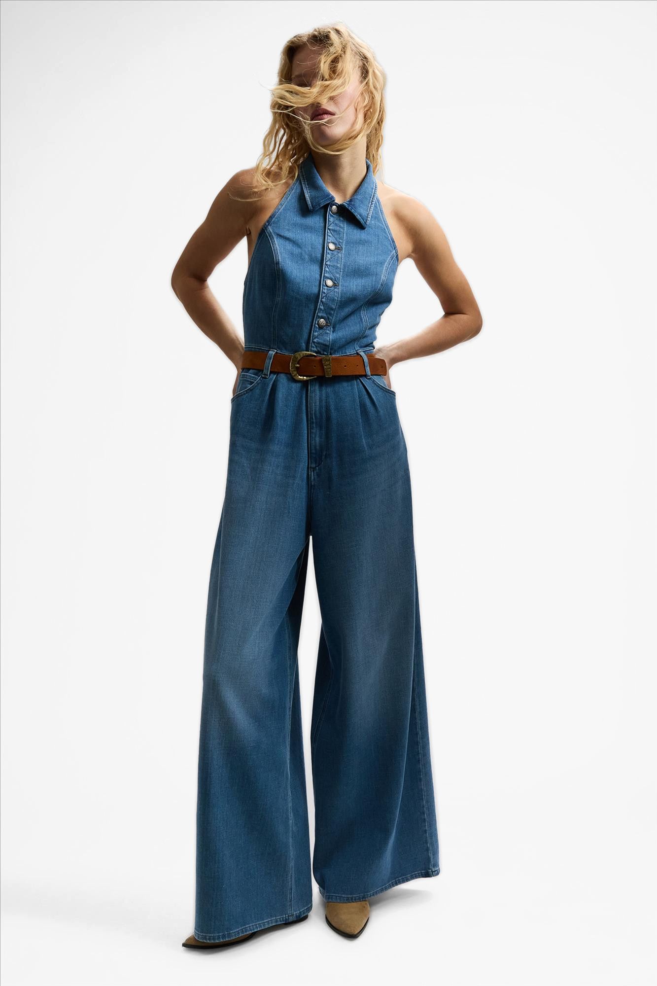 Lee - Middenblauwe Embrace Wide jumpsuit