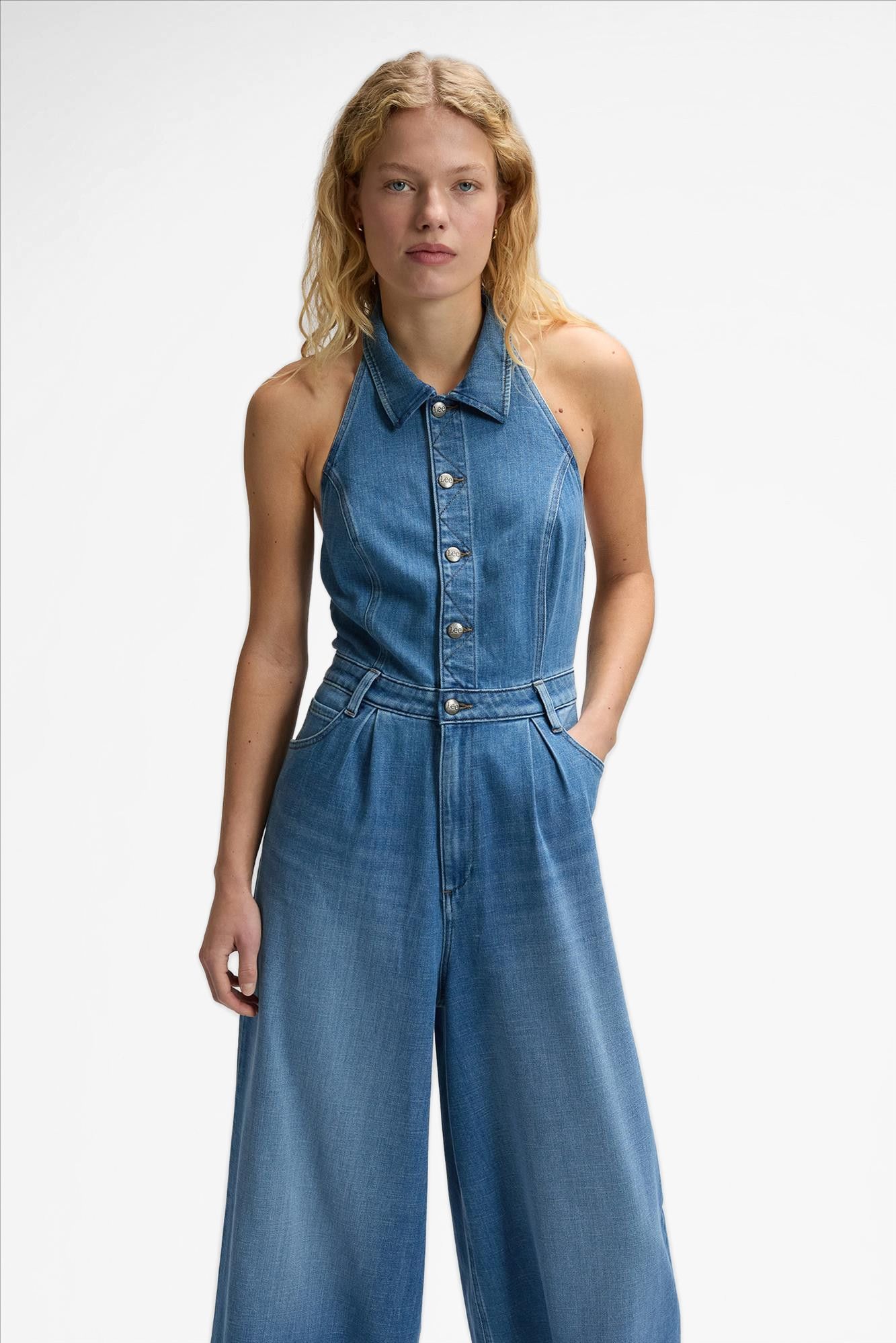 Lee - Middenblauwe Embrace Wide jumpsuit