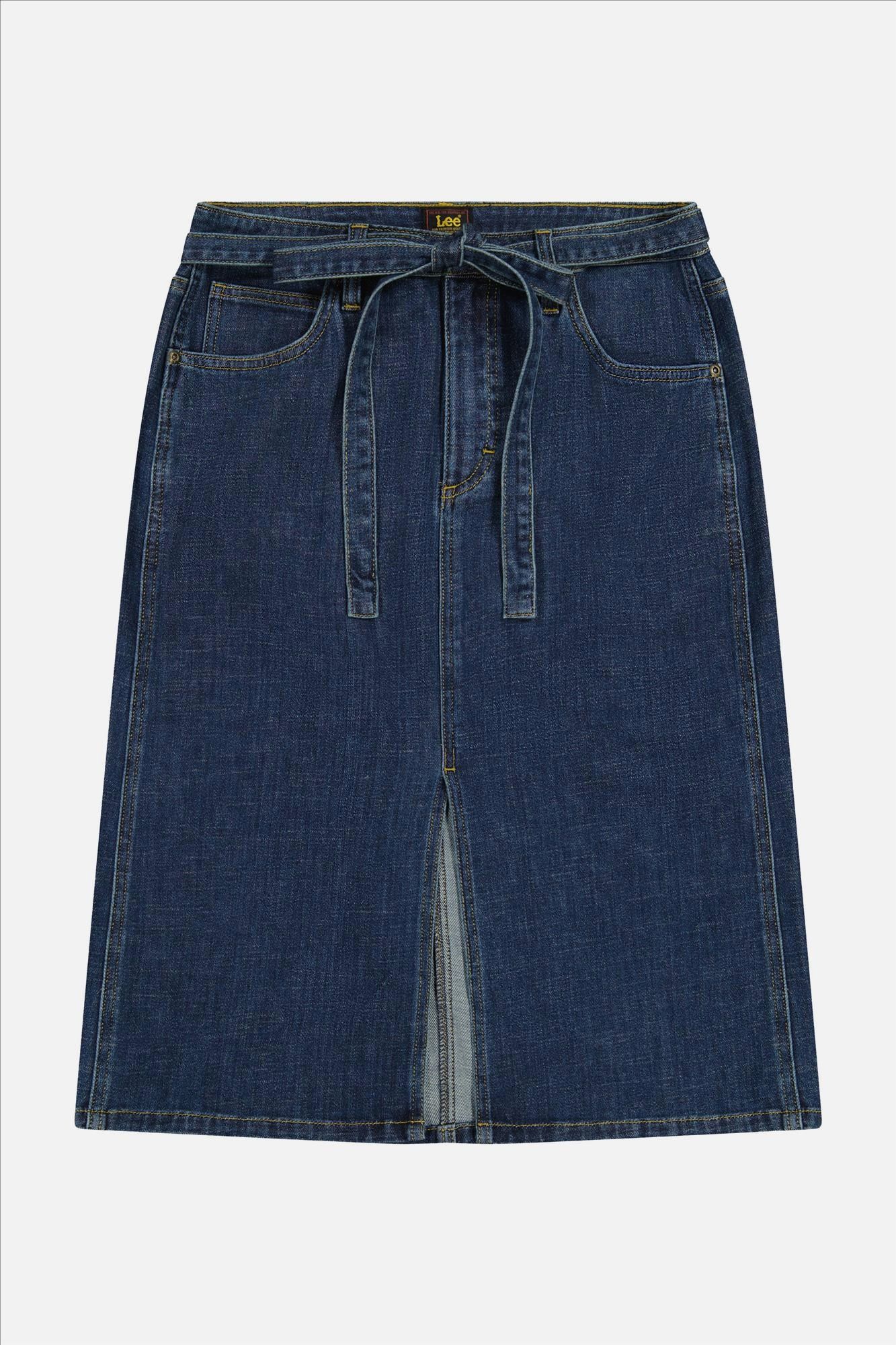 Lee - Donkerblauwe Regular Midi jeansrok