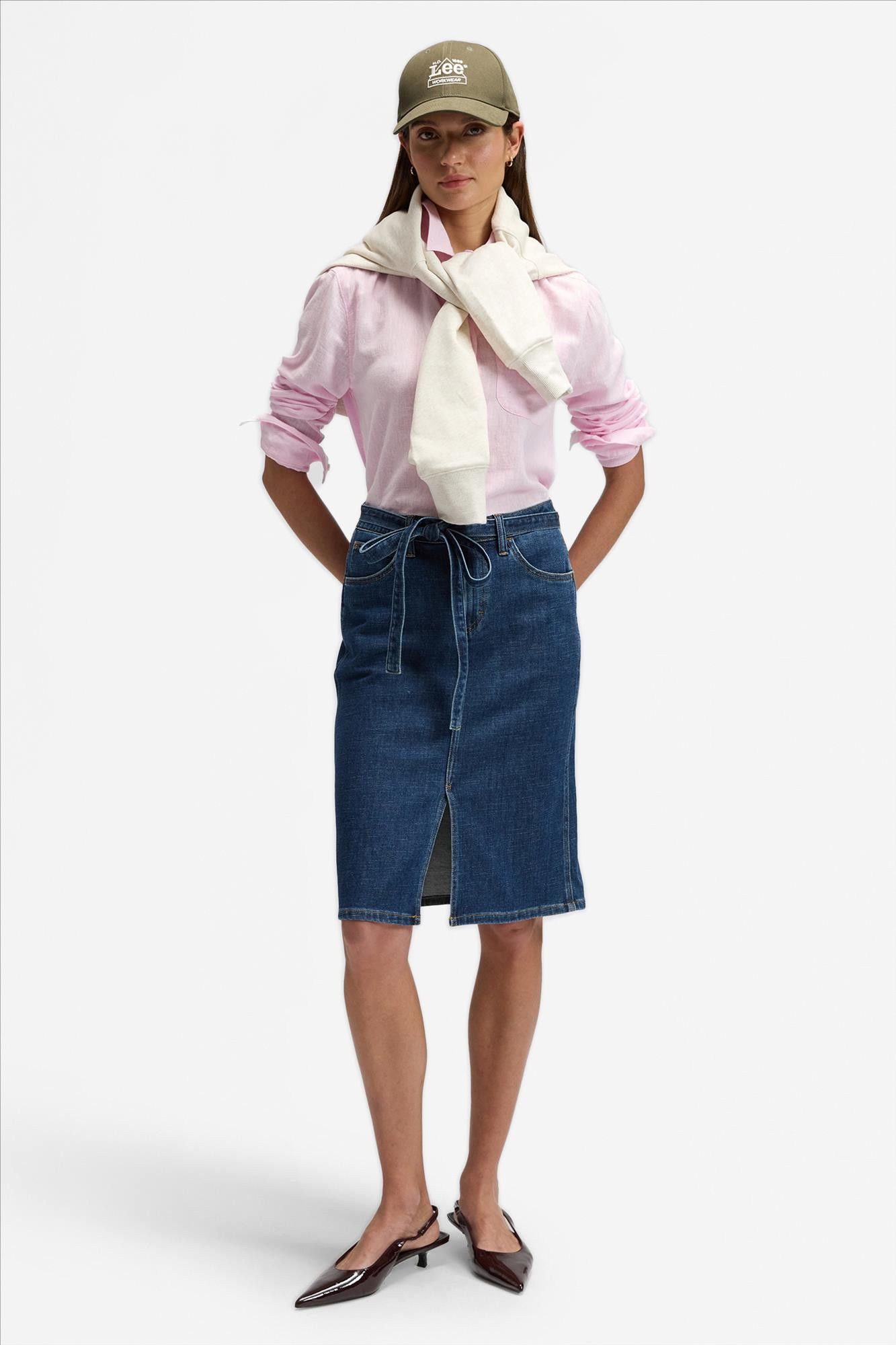 Lee - Donkerblauwe Regular Midi jeansrok