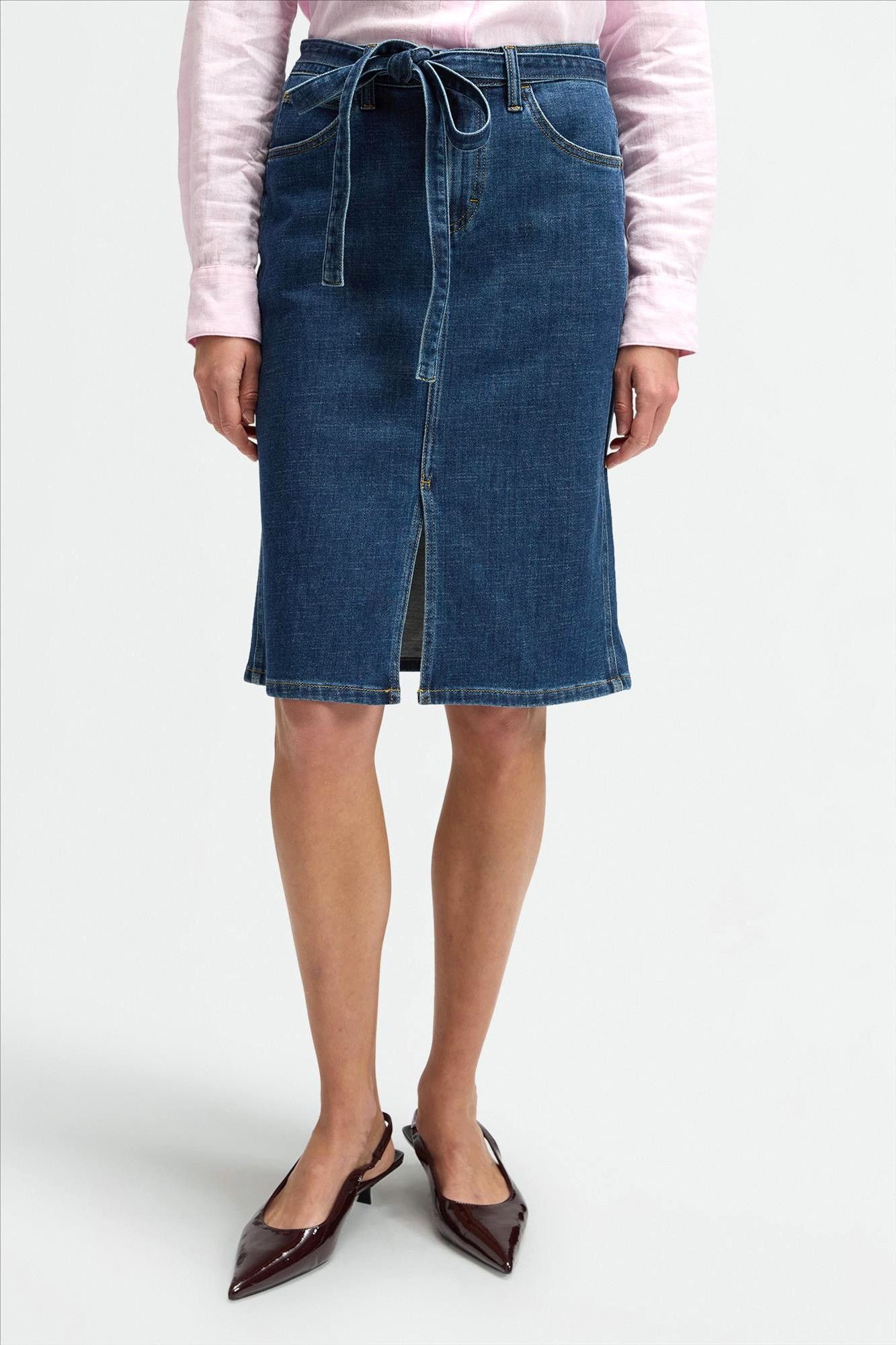Lee - Donkerblauwe Regular Midi jeansrok