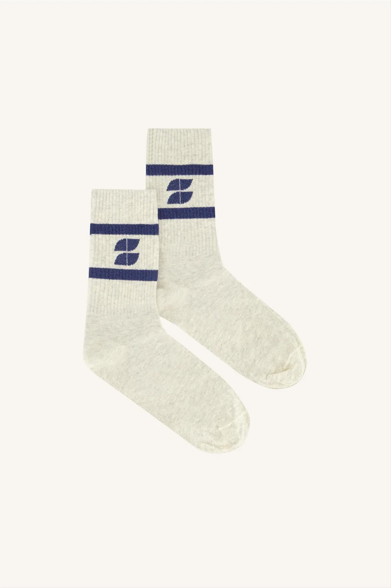 BY BAR - Lichtgrijs-Blauwe Logo sokken