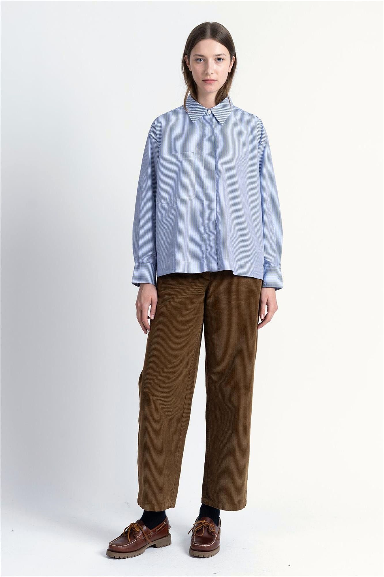 Loreak - Ecru-Blauwe Garis blouse