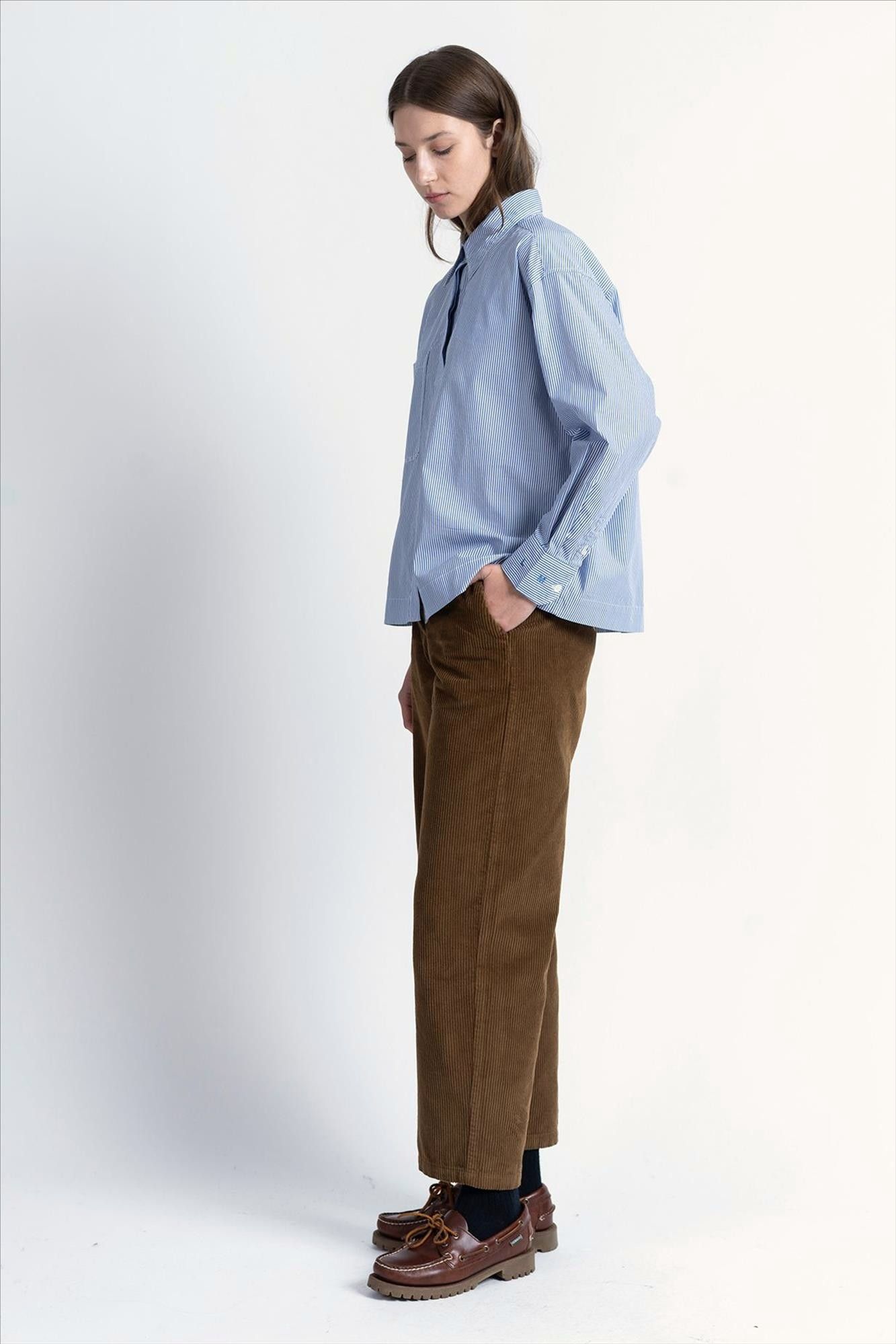 Loreak - Ecru-Blauwe Garis blouse