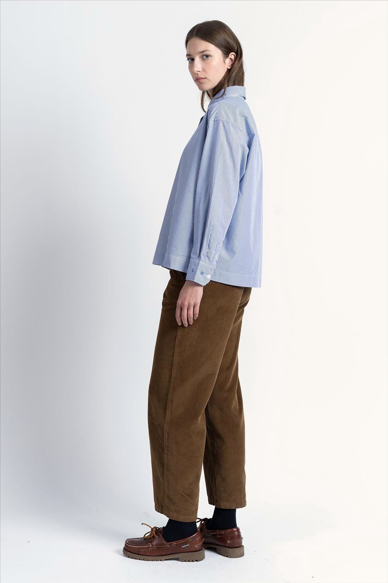 Loreak - Ecru-Blauwe Garis blouse