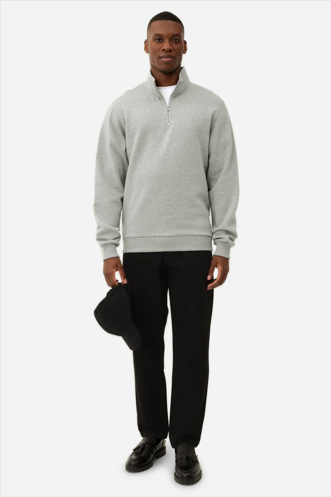 LES DEUX  - Grijze Nørregaard Half-Zip sweater