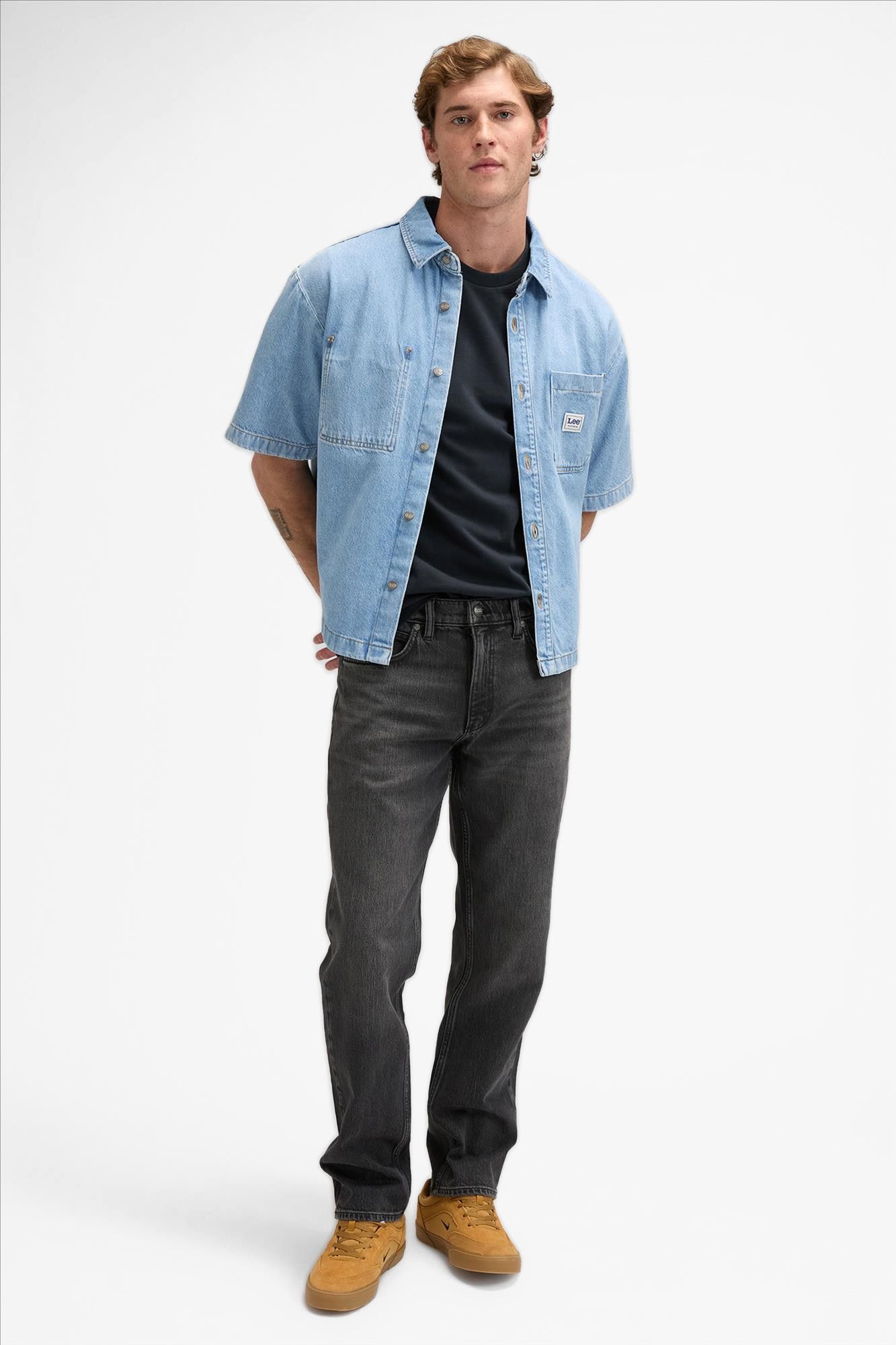 Lee - Donkergrijze West regular straight jeans