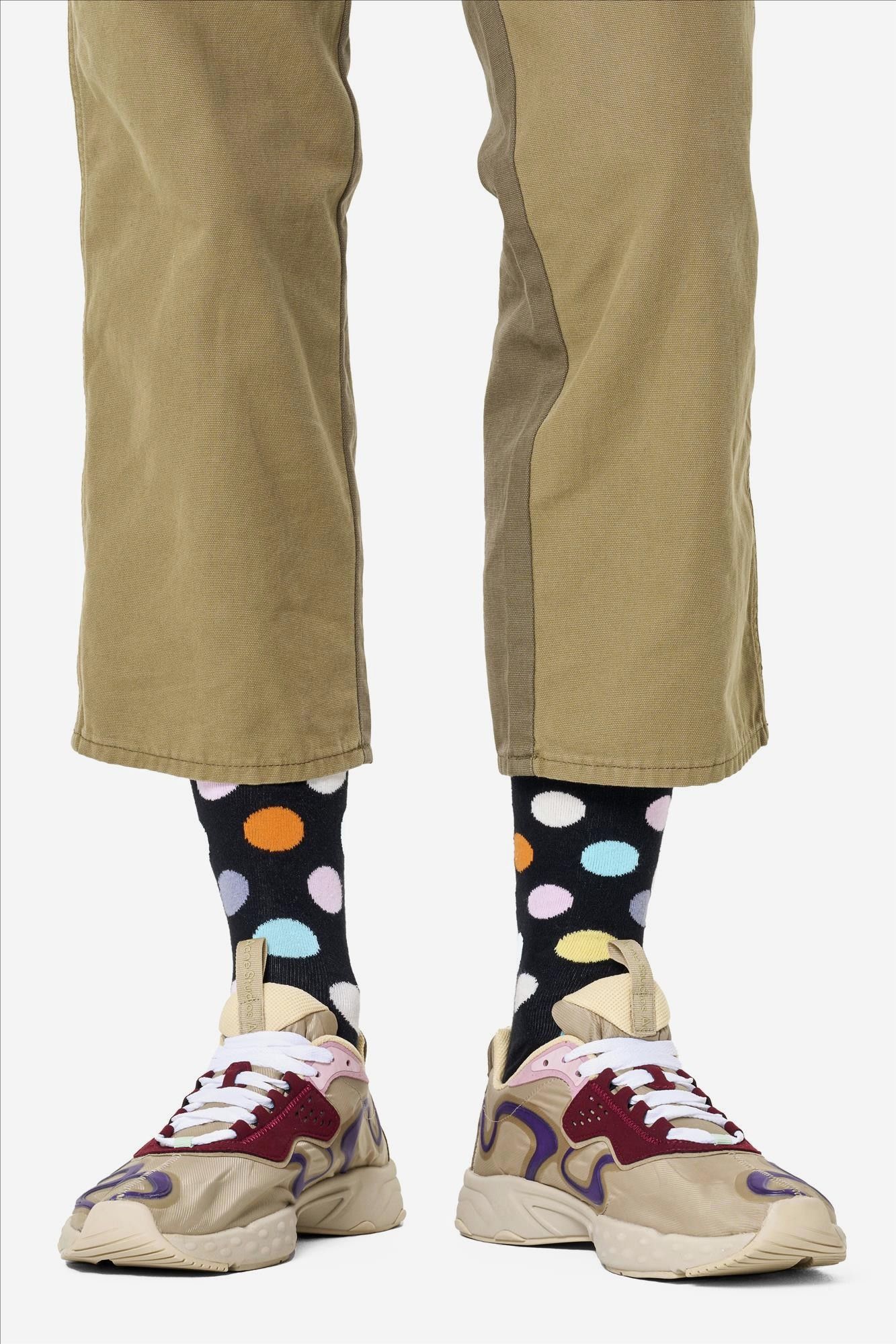 Happy Socks - Zwarte-multicolour Big Dot sokken, maat: 36-40