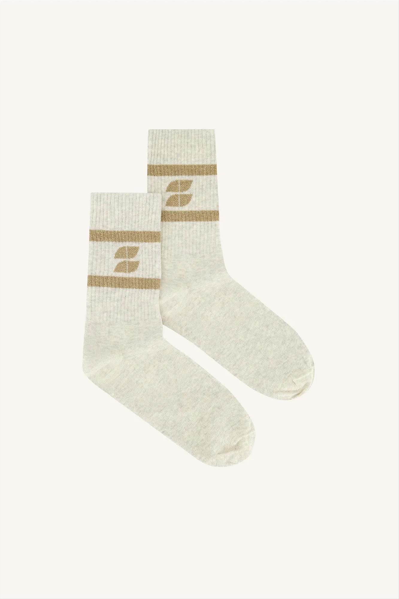 BY BAR - Lichtgrijs-Goud Logo sokken