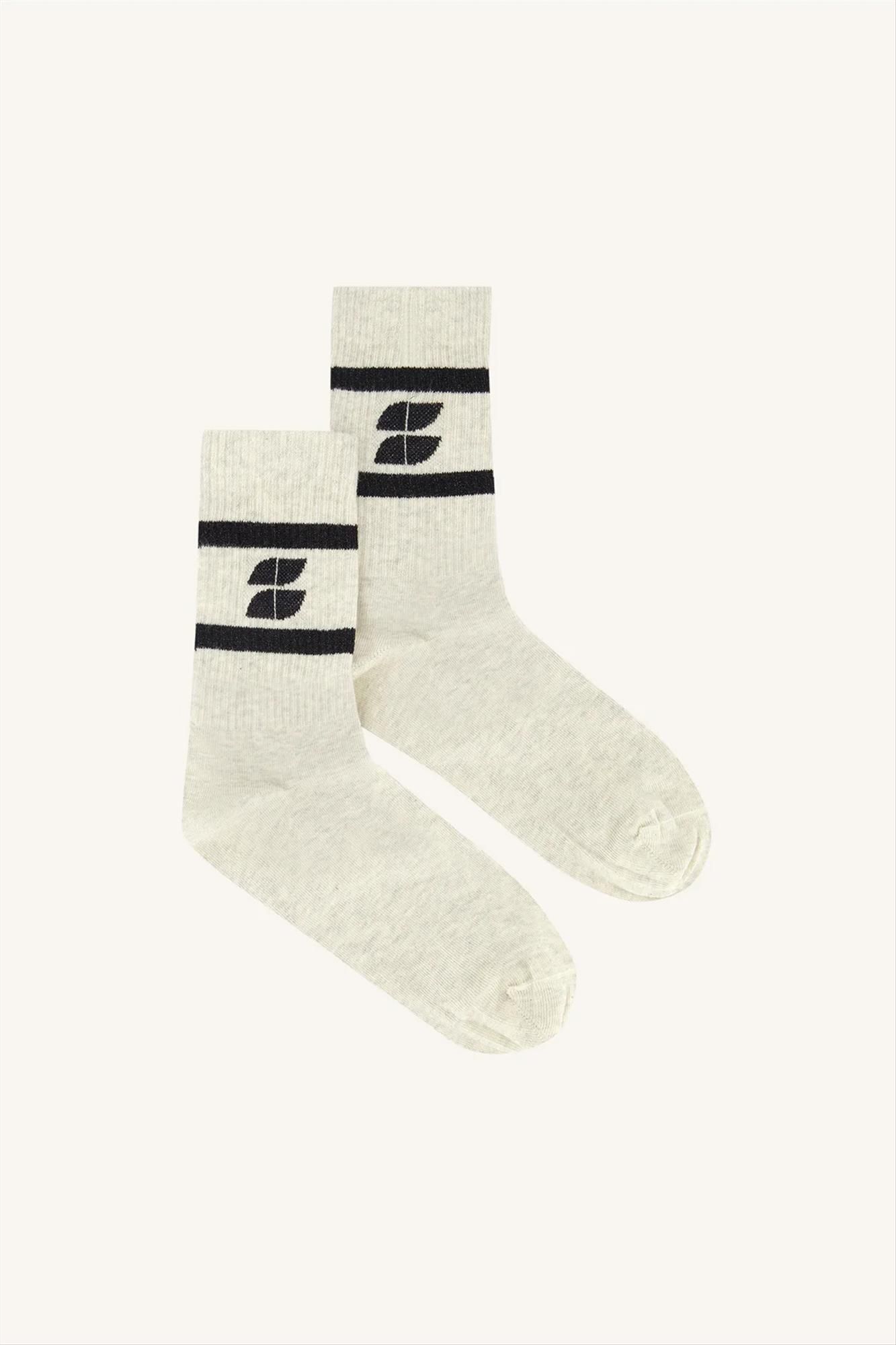 BY BAR - Lichtgrijs-Zwarte Logo sokken