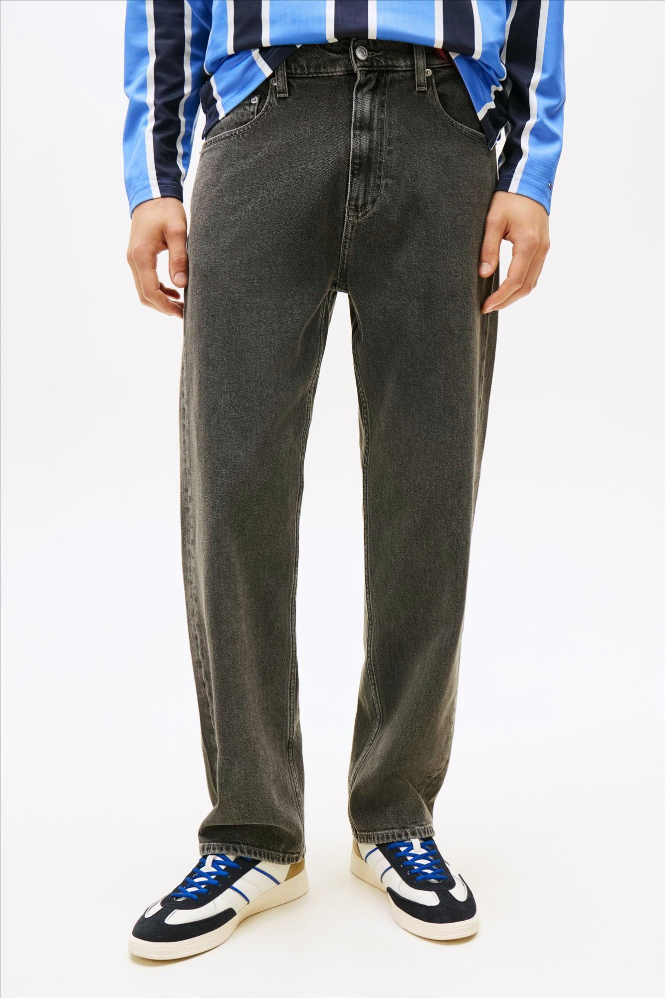 Tommy Jeans - Donkergrijze Faded Otis straight jeans