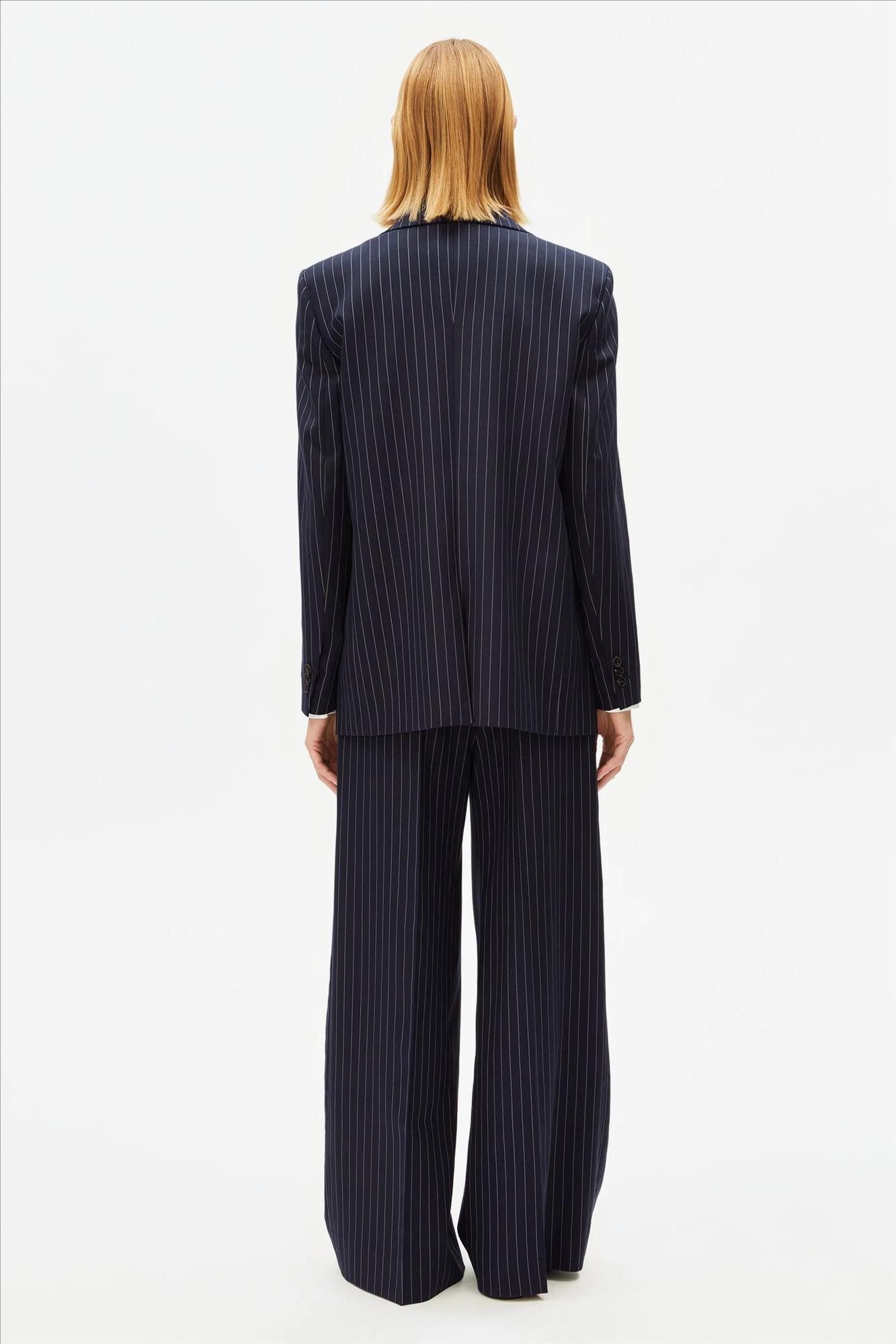 Armed Angels - Donkerblauwe Mikulaa Pinstripe blazer