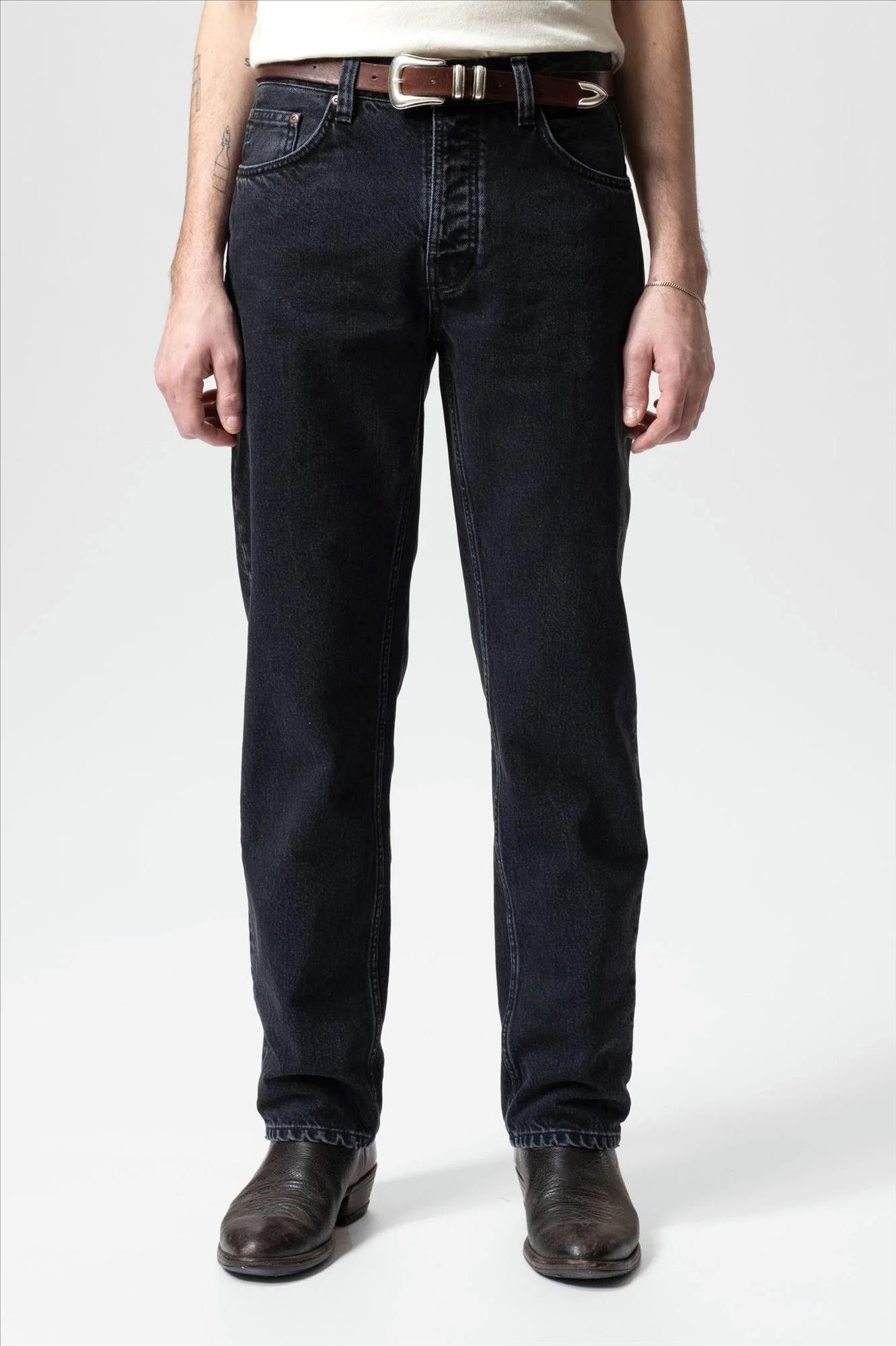 Nudie Jeans Co. - Zwarte Rad Rufus Straight jeans