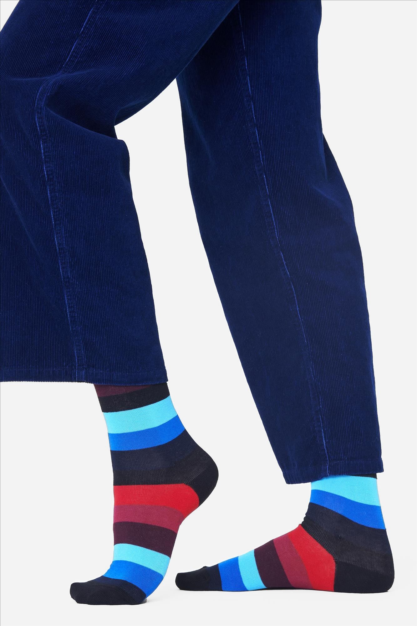Happy Socks - Zwart-blauwe-rode Stripe sokken, maat: 41-46