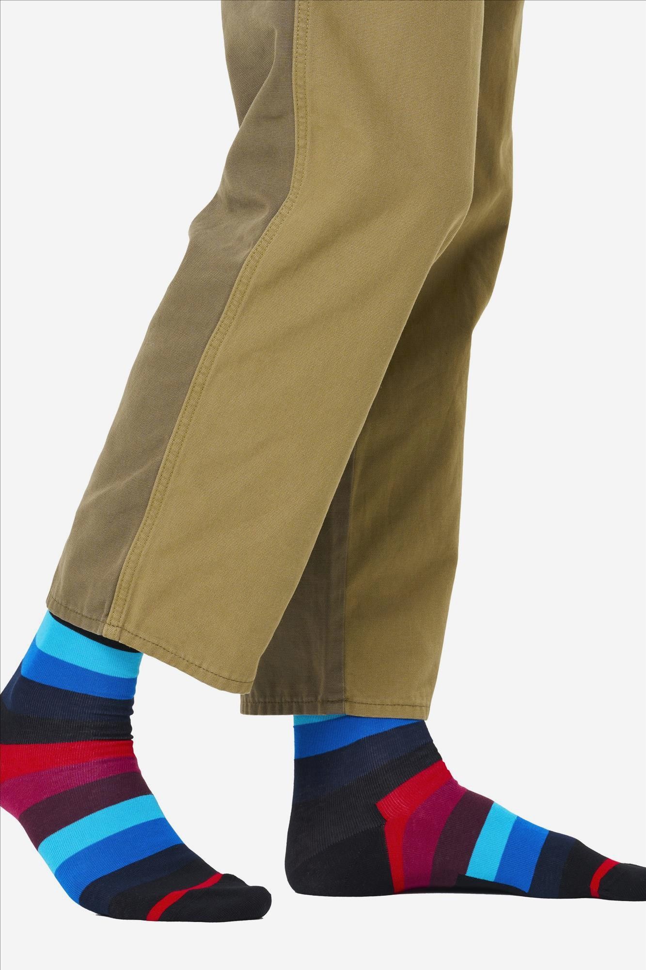 Happy Socks - Zwart-blauwe-rode Stripe sokken, maat: 41-46