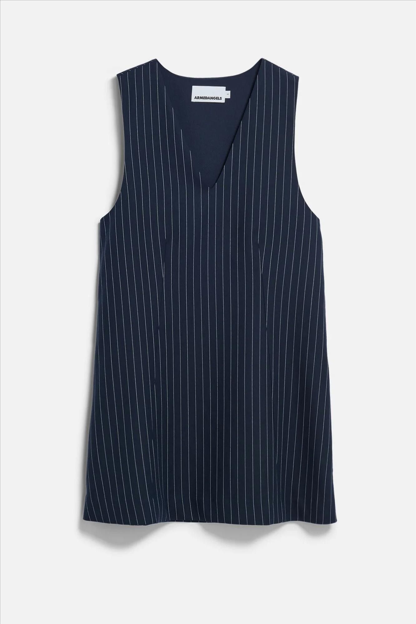 Armed Angels - Donkerblauwe Pinaafo Pinstripe jurk