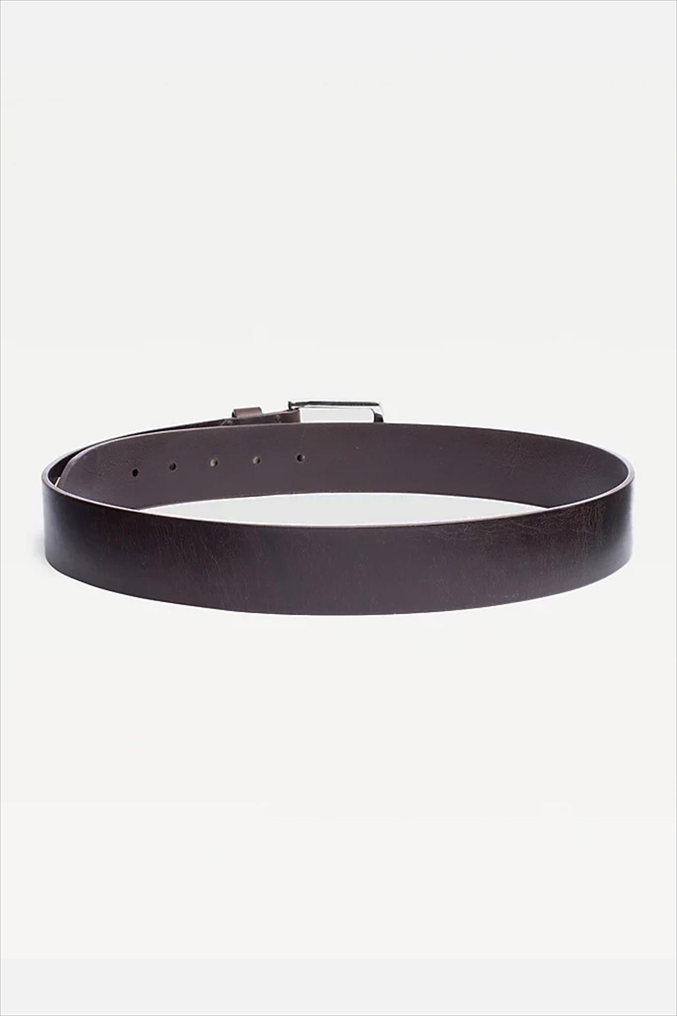 Tommy Jeans - Donkerbruine Denton Leren riem
