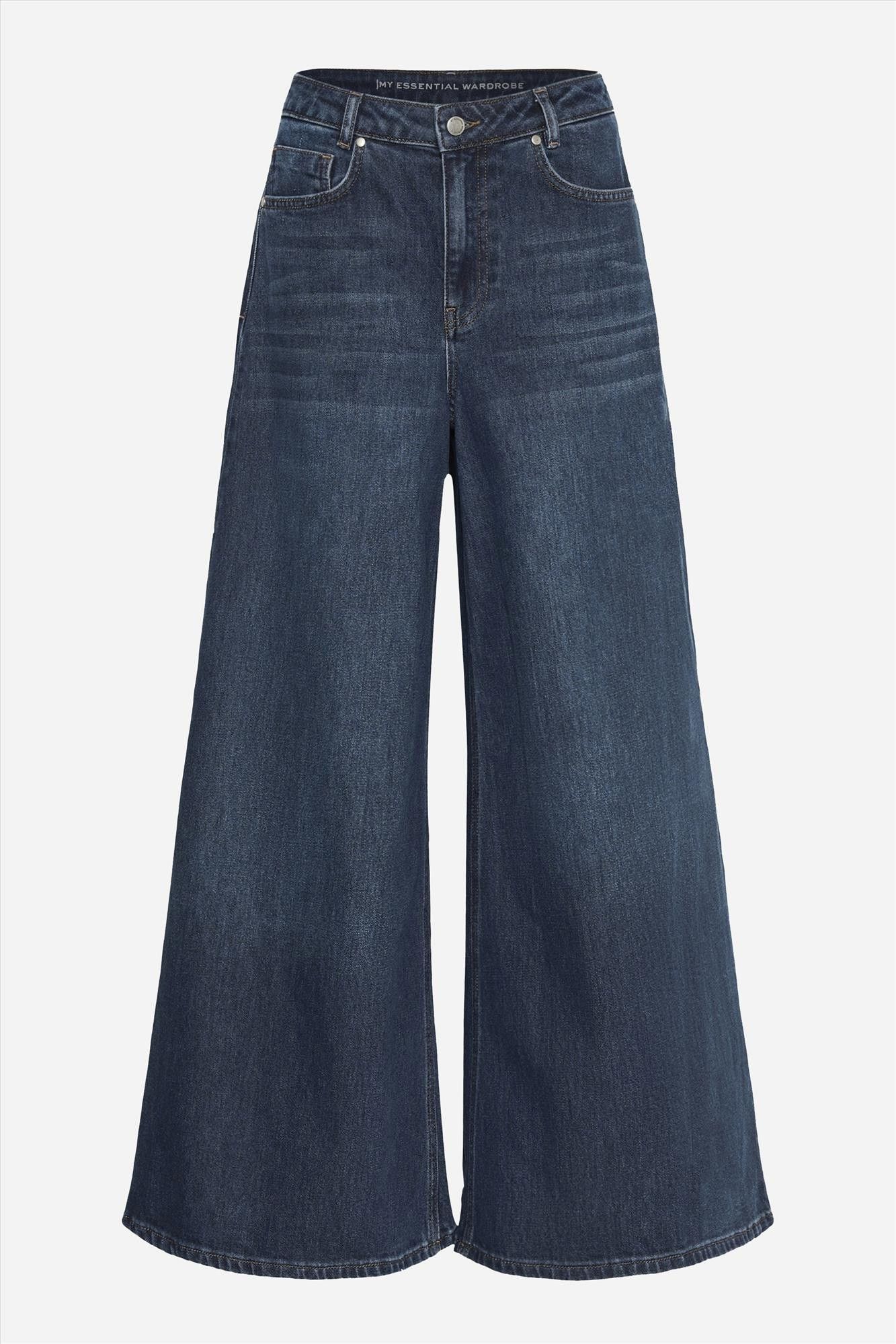 My Essential Wardrobe - Donkerblauwe Dicte wide jeans