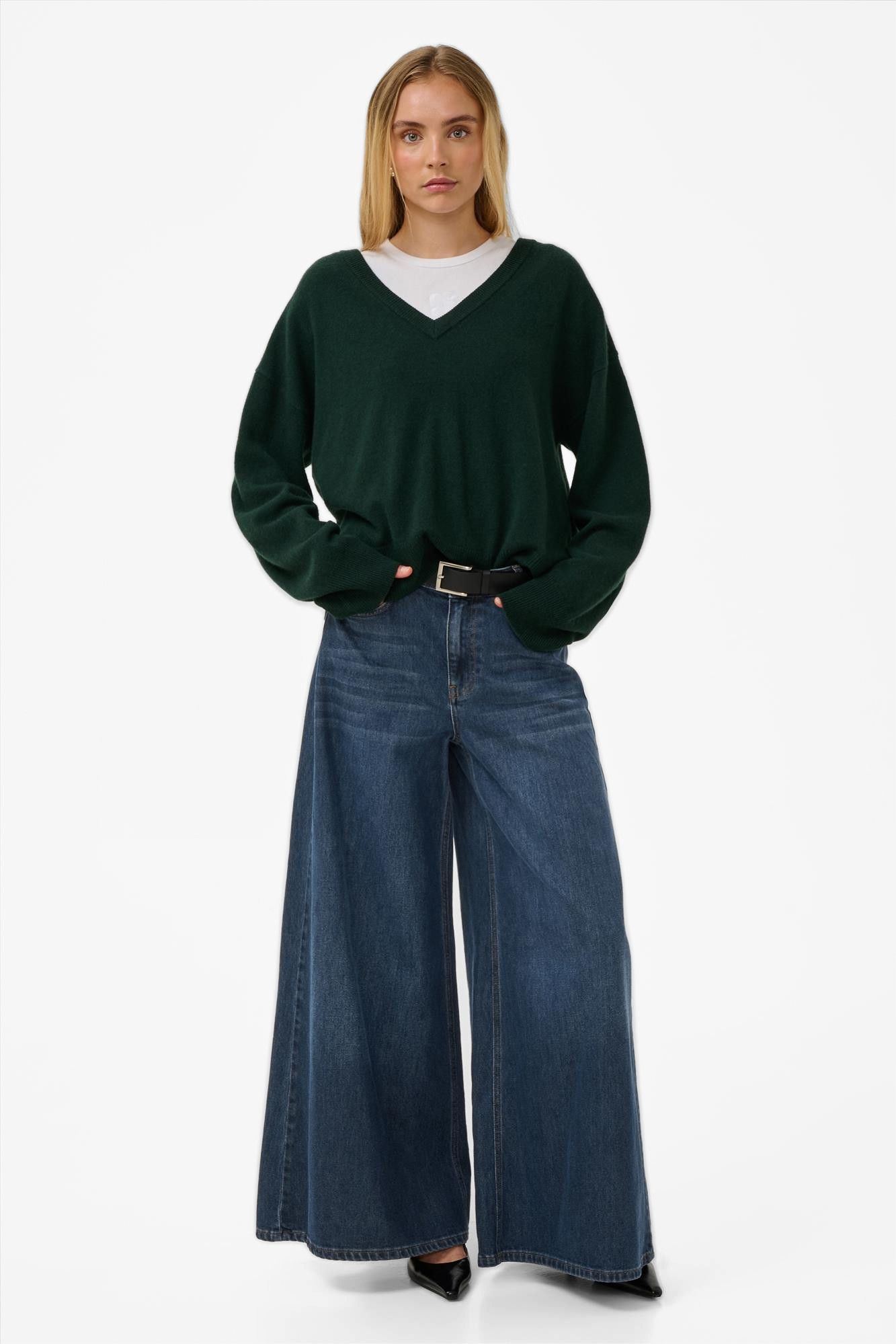 My Essential Wardrobe - Donkerblauwe Dicte wide jeans