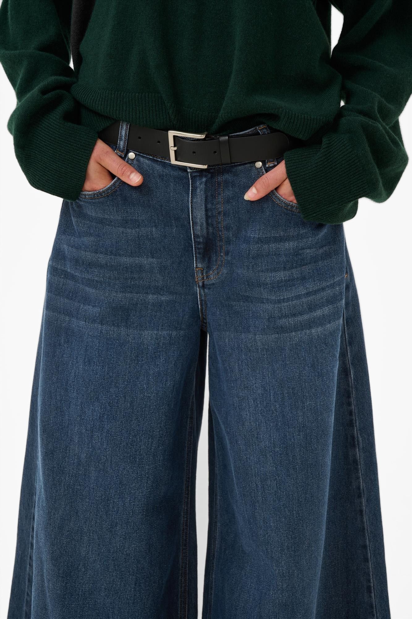 My Essential Wardrobe - Donkerblauwe Dicte wide jeans