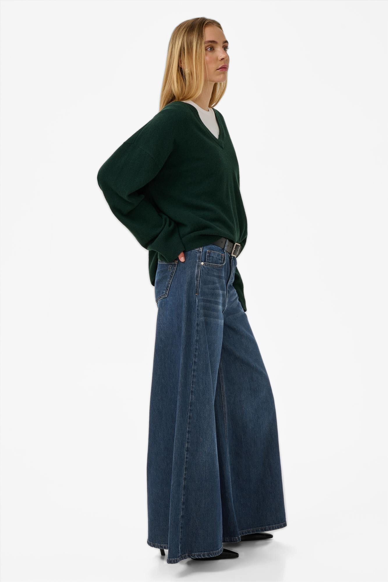 My Essential Wardrobe - Donkerblauwe Dicte wide jeans
